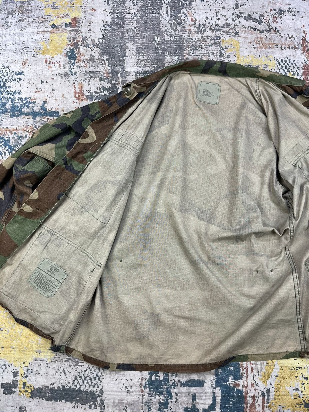 Vintage Vtg 80s USAF Airman First Class Woodland Camo Combat Jacket Size US S / EU 44-46 / 1 - 8 Thumbnail