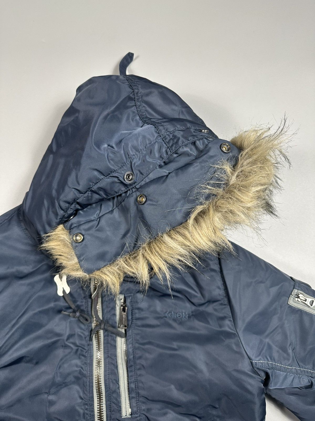 Schott Schott Army Type-U Hooded Faux Fur Nylon Bomber Jacket Size US L / EU 52-54 / 3 - 10 Thumbnail