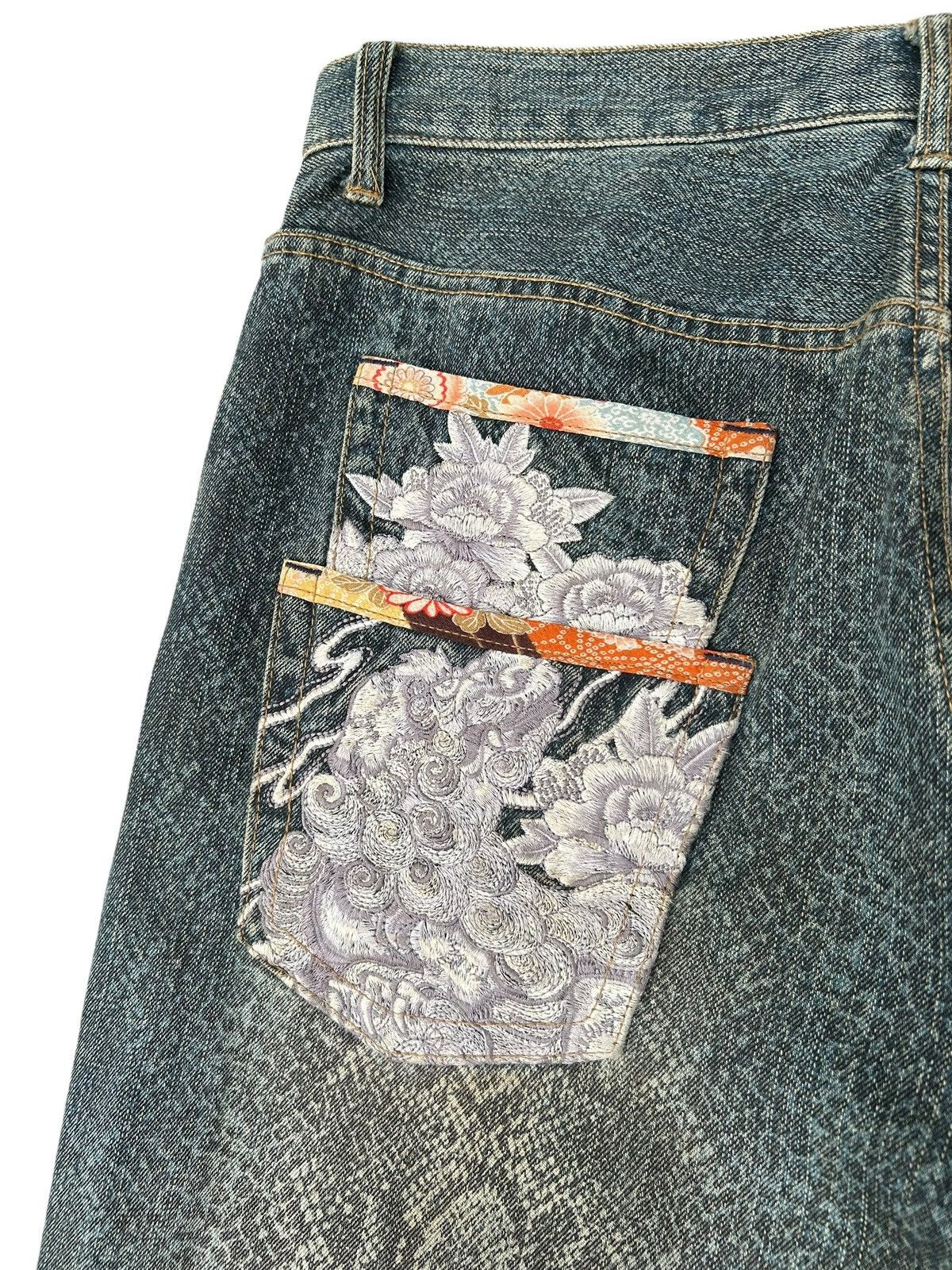 Kapital Karakuri Tamashii Embroidered Japanes Snake Skin Denim Jeans Size US 35 - 9 Thumbnail
