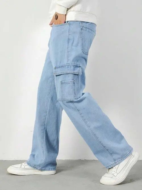 Jean Cargo Pocket Denim Jeans Straight fit Size US 34 / EU 50 - 4 Thumbnail
