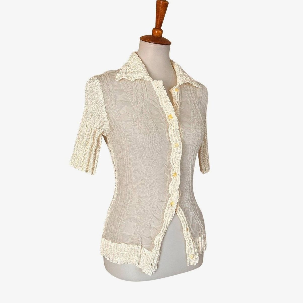 Junya Watanabe Vintage Peplum by Yoshiki Hishinuma Crinkle Pleated Blouse Size S / US 4 / IT 40 - 3 Thumbnail