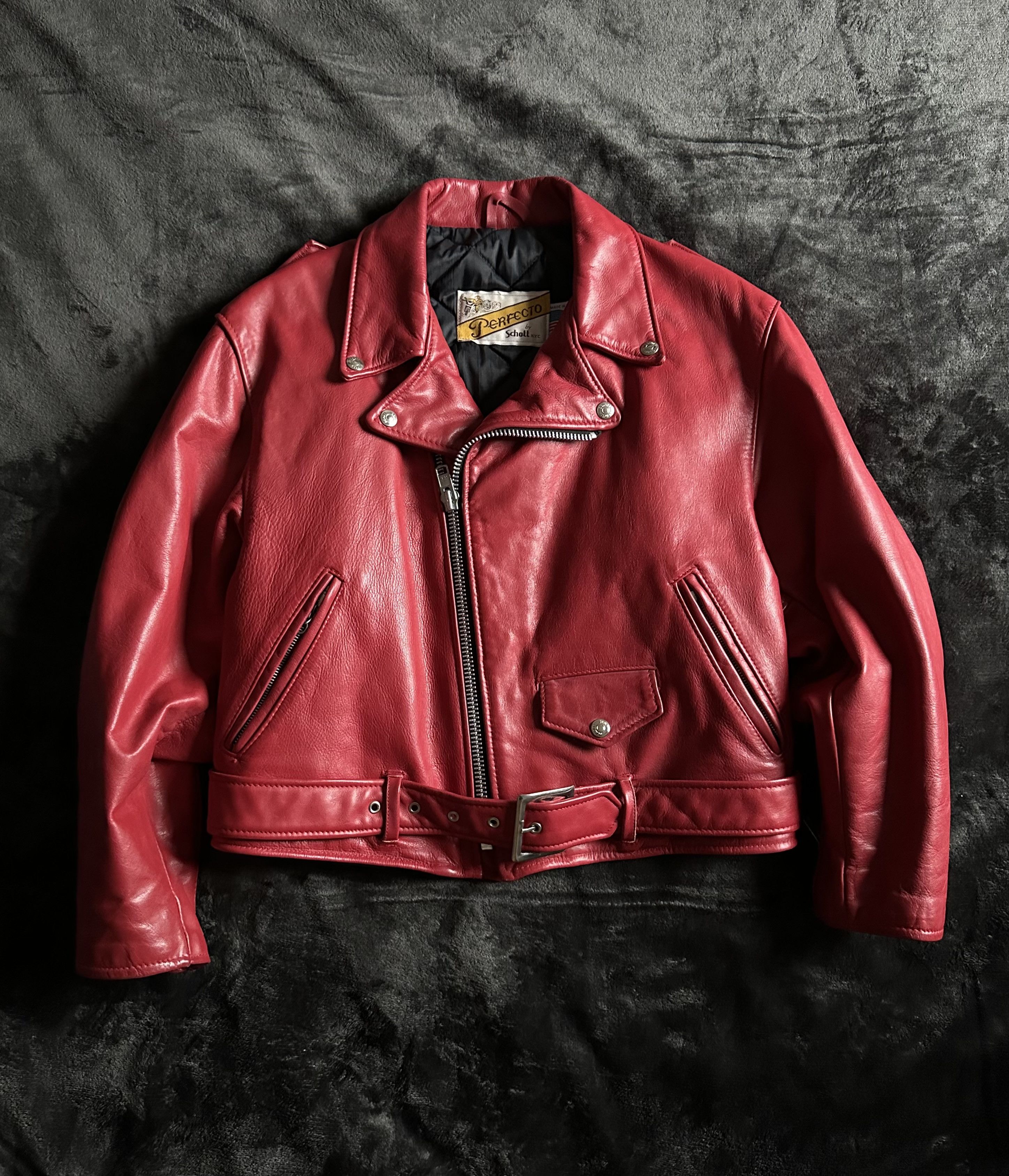 Schott Schott Perfecto Women's Leather Motorcycle Jacket Red sz.12 Size L / US 10 / IT 46 - 2 Thumbnail
