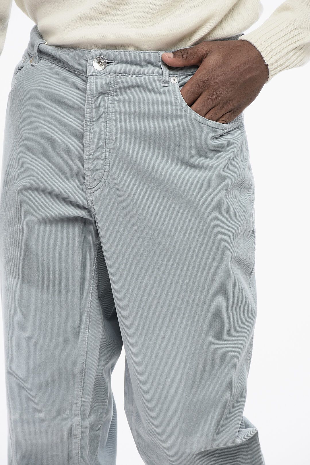 Brunello Cucinelli og1mm0725 5-Pocketed Corduroy Pant in Grey Size US 40 / EU 56 - 2 Thumbnail
