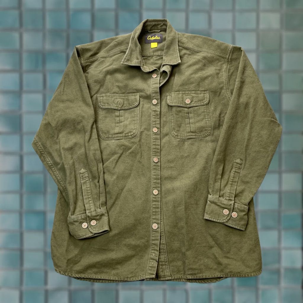 Vintage Cabela's Shirt Mens XLT Green Cotton Flannel Button-Down Casual Workwear Hiking Size US XL / EU 56 / 4 - 1 Thumbnail