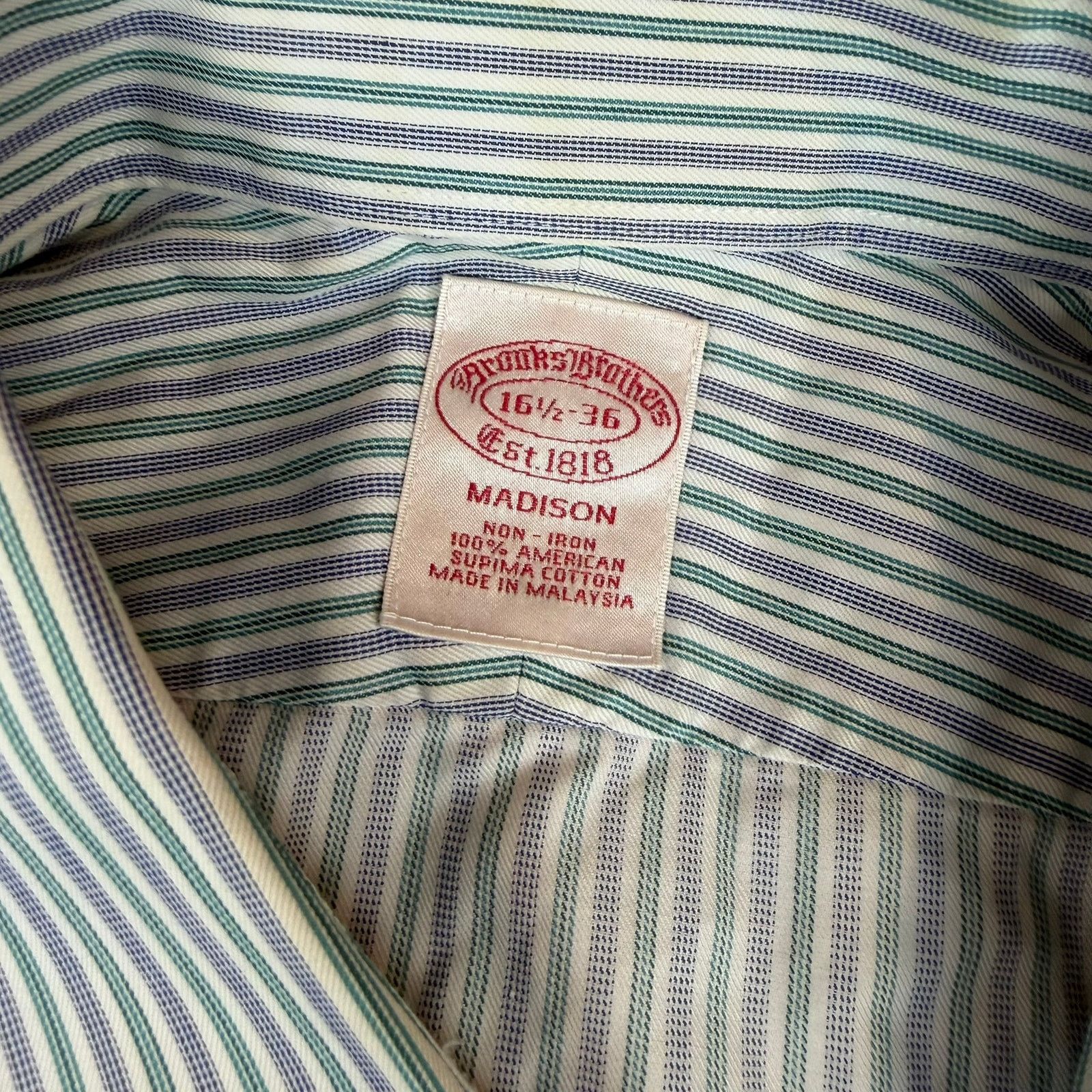 Brooks Brothers Brooks Brothers Madison Supima Striped Dress Shirt 16.5 36 Size US XL / EU 56 / 4 - 4 Thumbnail