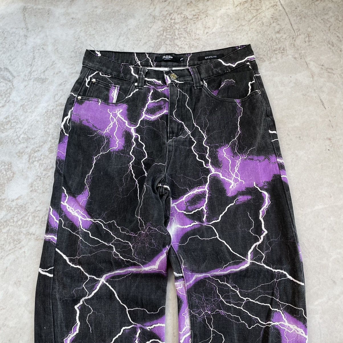 Jaded London × Japanese Brand Jaded London Purple Thunder Bolt Skate Fit Baggy Y2K Jeans Size US 32 / EU 48 - 3 Thumbnail