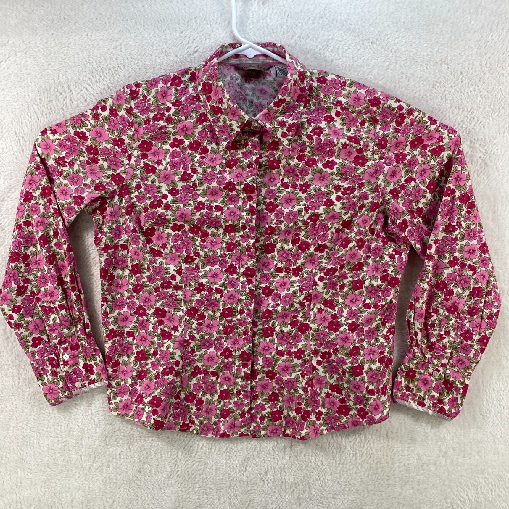 Pinko Caribbean Joe Shirt Womens Petite Large PL Pink Floral Button Up Long Sleeve Size L / US 10 / IT 46 - 2 Thumbnail