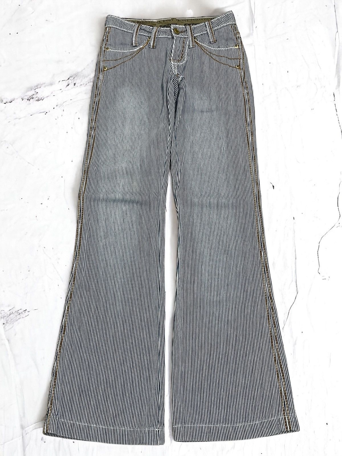 Japanese Brand Q.Coco Hickory Hard Stiching Old Money Flare Denim Size 26" / US 2 / IT 38 - 1 Thumbnail