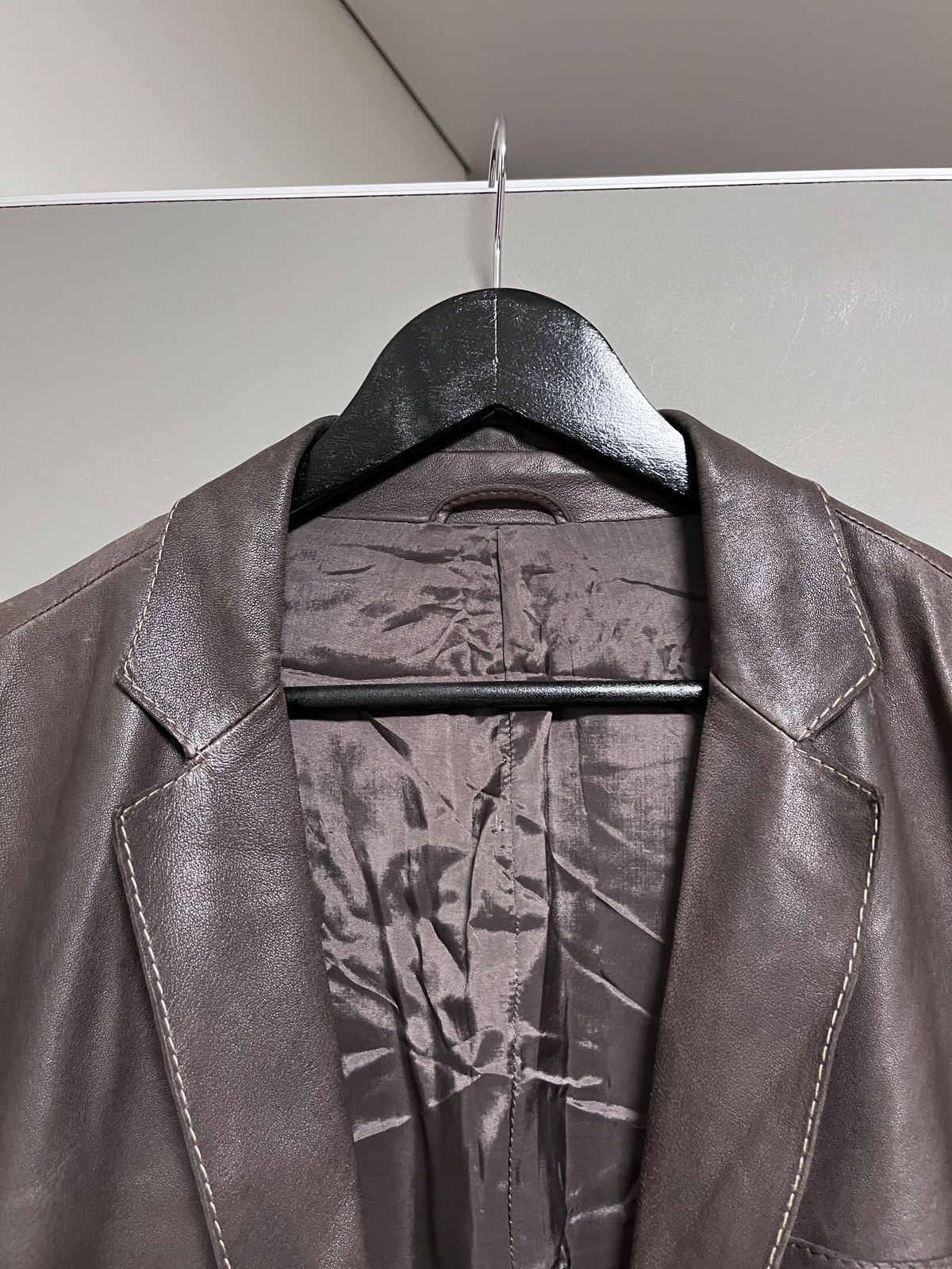 Mandelli Enrico Mandelli Dark Brown Leather Luxury Blazer Jacket Size US L / EU 52-54 / 3 - 4 Thumbnail