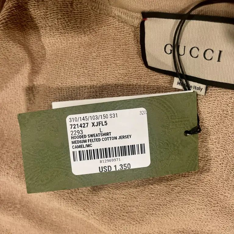 Gucci Gucci Logo Cotton Felted Jersey Hooded Sweatshirt Size US L / EU 52-54 / 3 - 5 Thumbnail