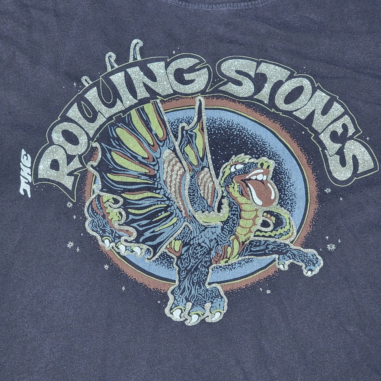 American Eagle Outfitters American Eagle Rolling Stones Tee Glitter Dragon - Size XS/S Size S / US 4 / IT 40 - 2 Thumbnail