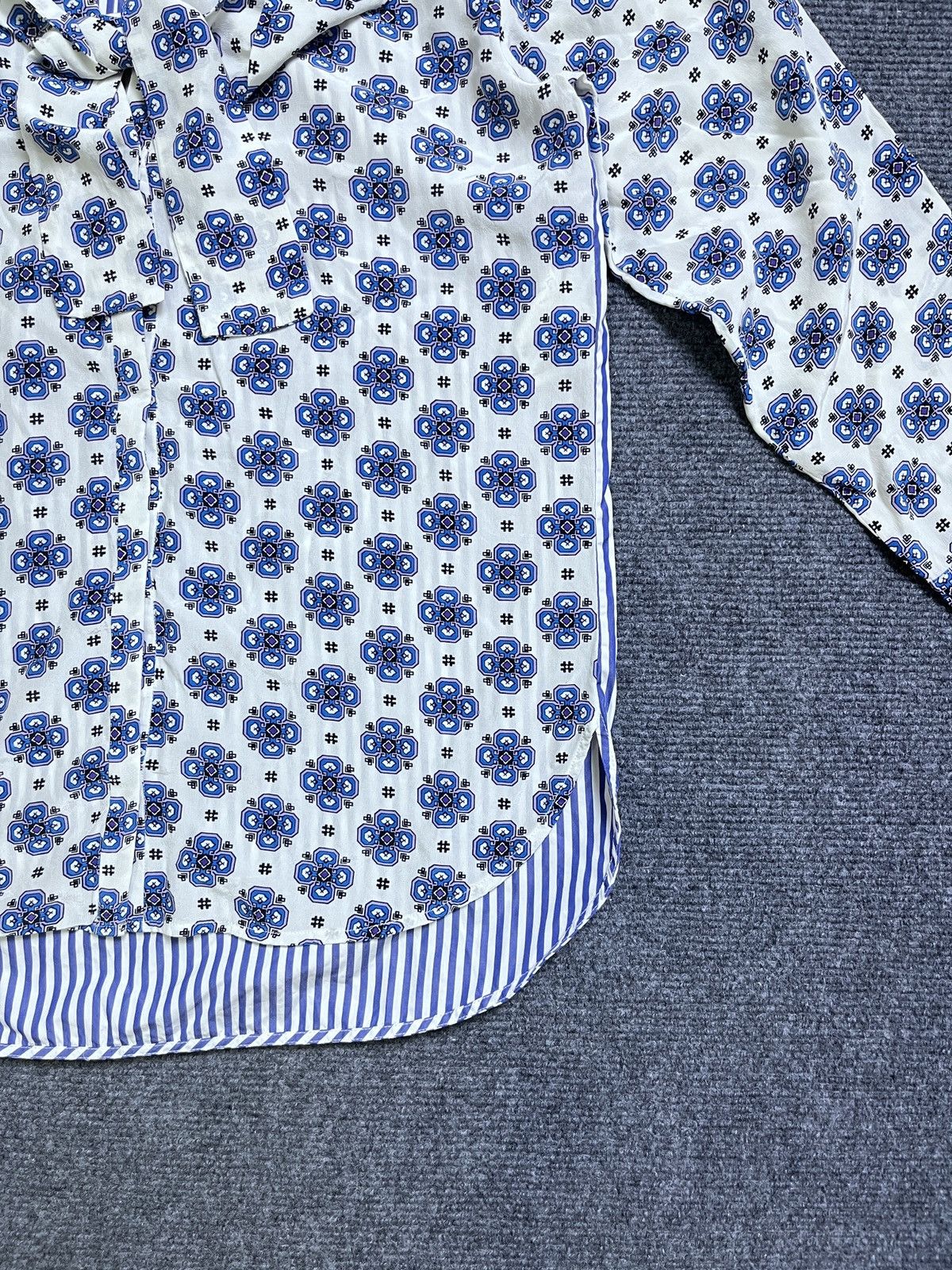 Sandro Sandro Blanc Mixed Pattern Silk Blouse (White) Size S / US 4 / IT 40 - 4 Thumbnail