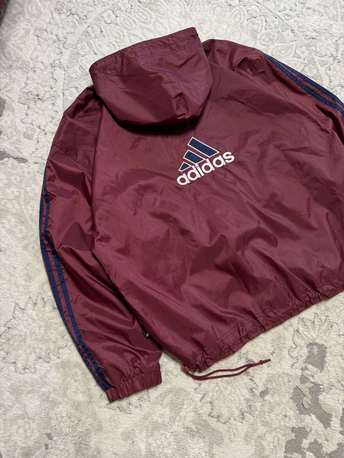 Adidas × Vintage Vintage Adidas Burgundy Anorak Nylon Jacket Size US XL / EU 56 / 4 - 13 Thumbnail