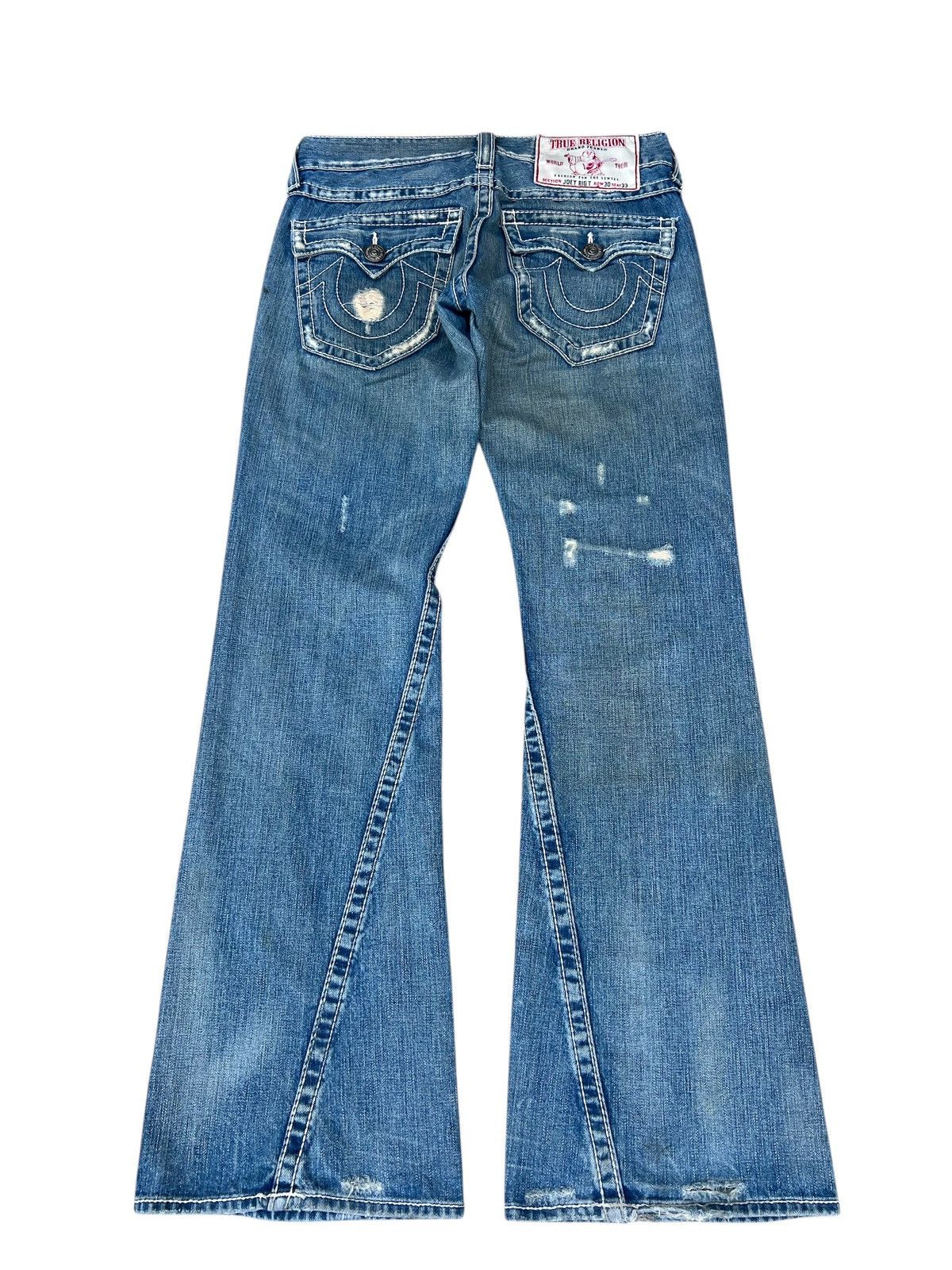 True Religion VTG Y2K True Religion Joey Big T Distress Denim Flare Jeans Size US 30 / EU 46 - 14 Thumbnail