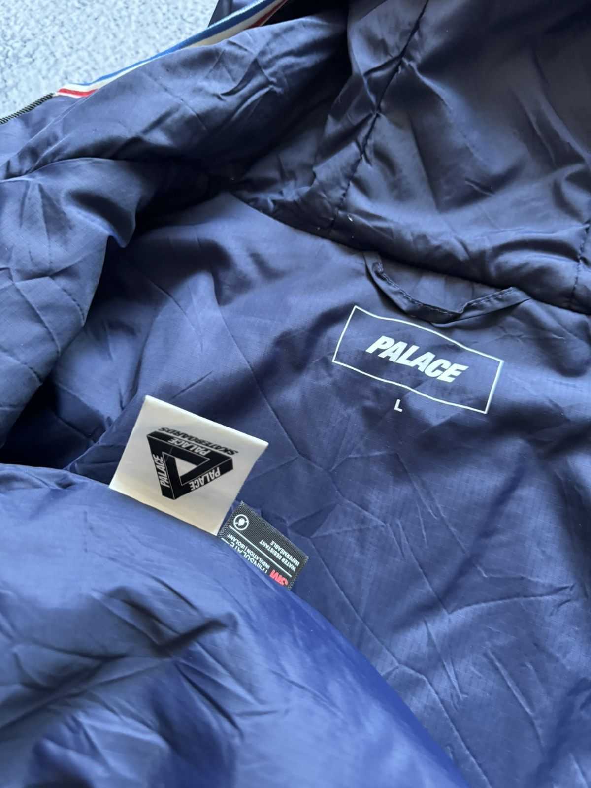 Palace × Vintage Palace Puffer Jacket Pertex Fuse blue Men's Big Logo M L Size US L / EU 52-54 / 3 - 7 Thumbnail