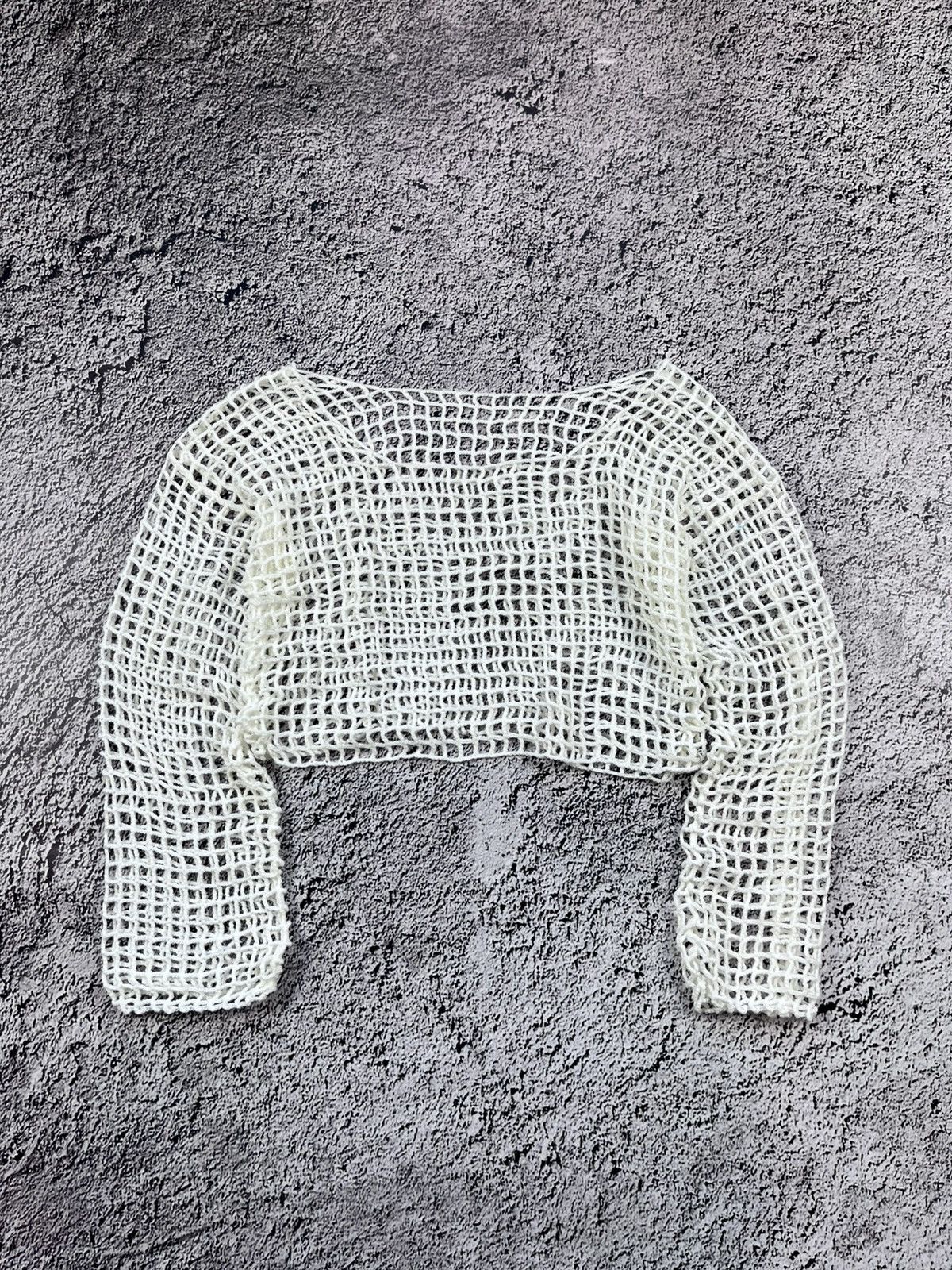 Japanese Brand Vintage Rare Wide Neck Cropped Fishnet Grid-Knit Mesh ...