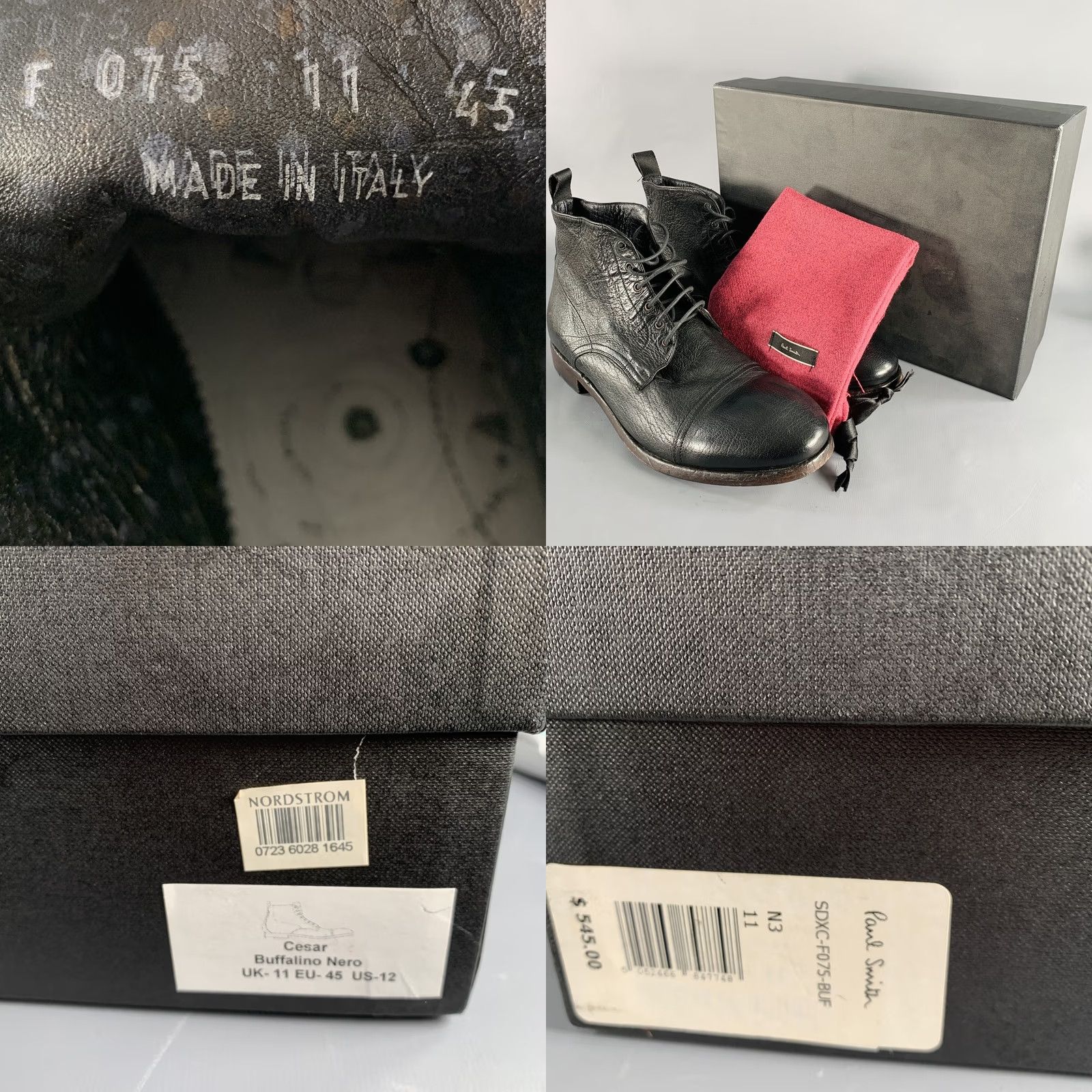 Paul Smith PAUL SMITH Black Leather Lace-Up Ankle Boots Size 12 Size US 12 / EU 45 - 8 Thumbnail
