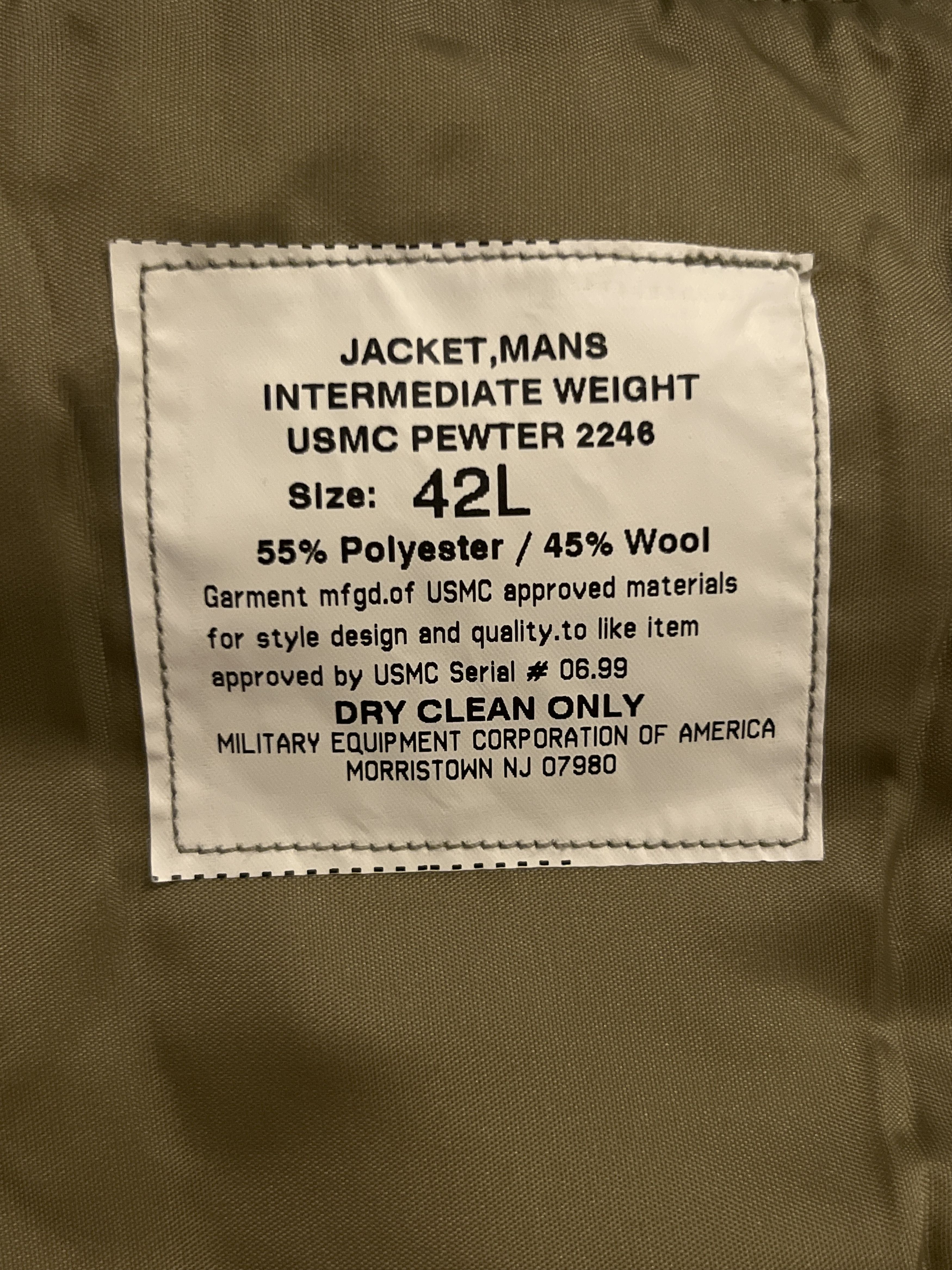 Vintage USMC Military Intermediate Weight Jacket Tan Pewter 2246 42L Size US L / EU 52-54 / 3 - 2 Thumbnail