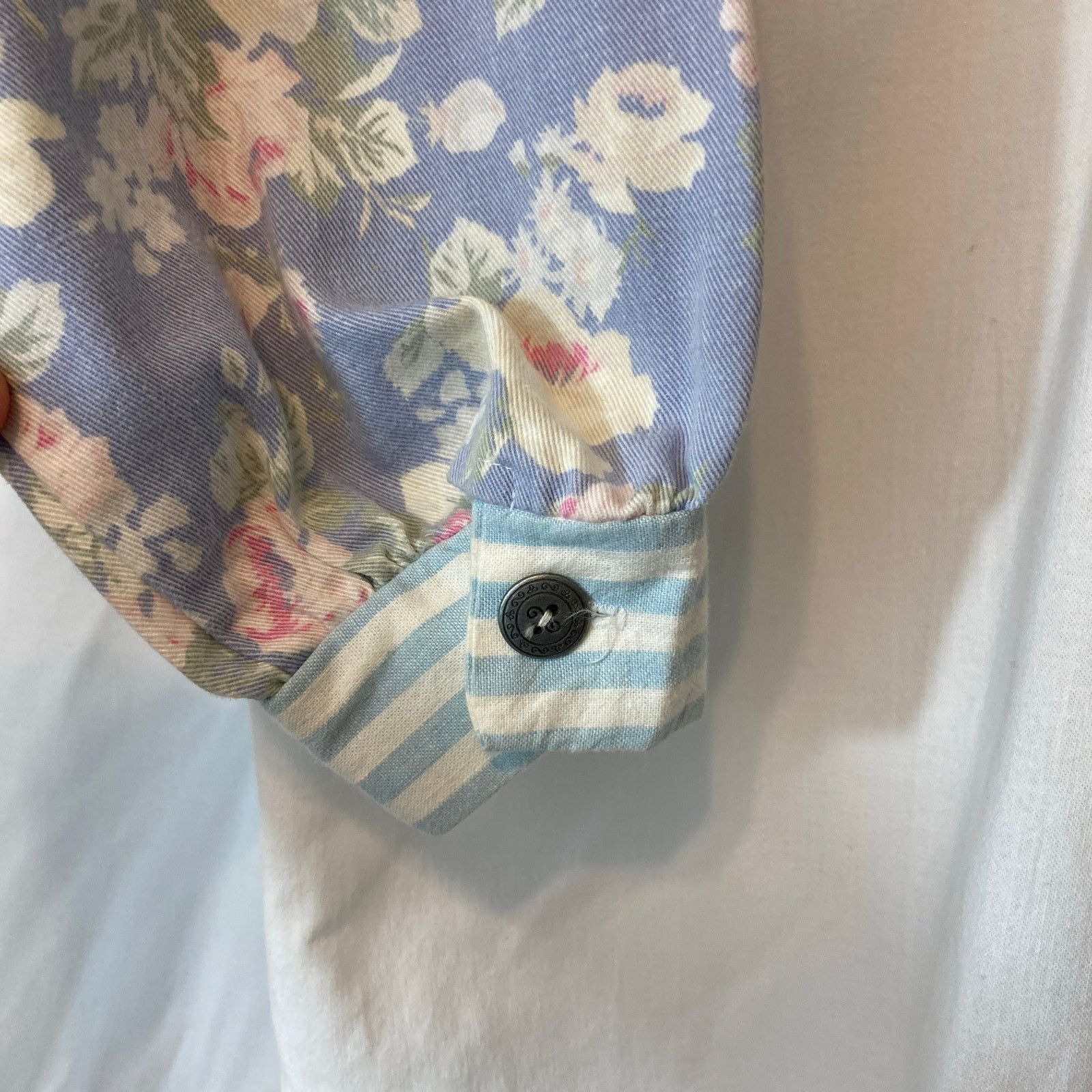 Other Vintage 90’s Fritzi California Retro White Blue Button Shirt Size M / US 6-8 / IT 42-44 - 8 Thumbnail