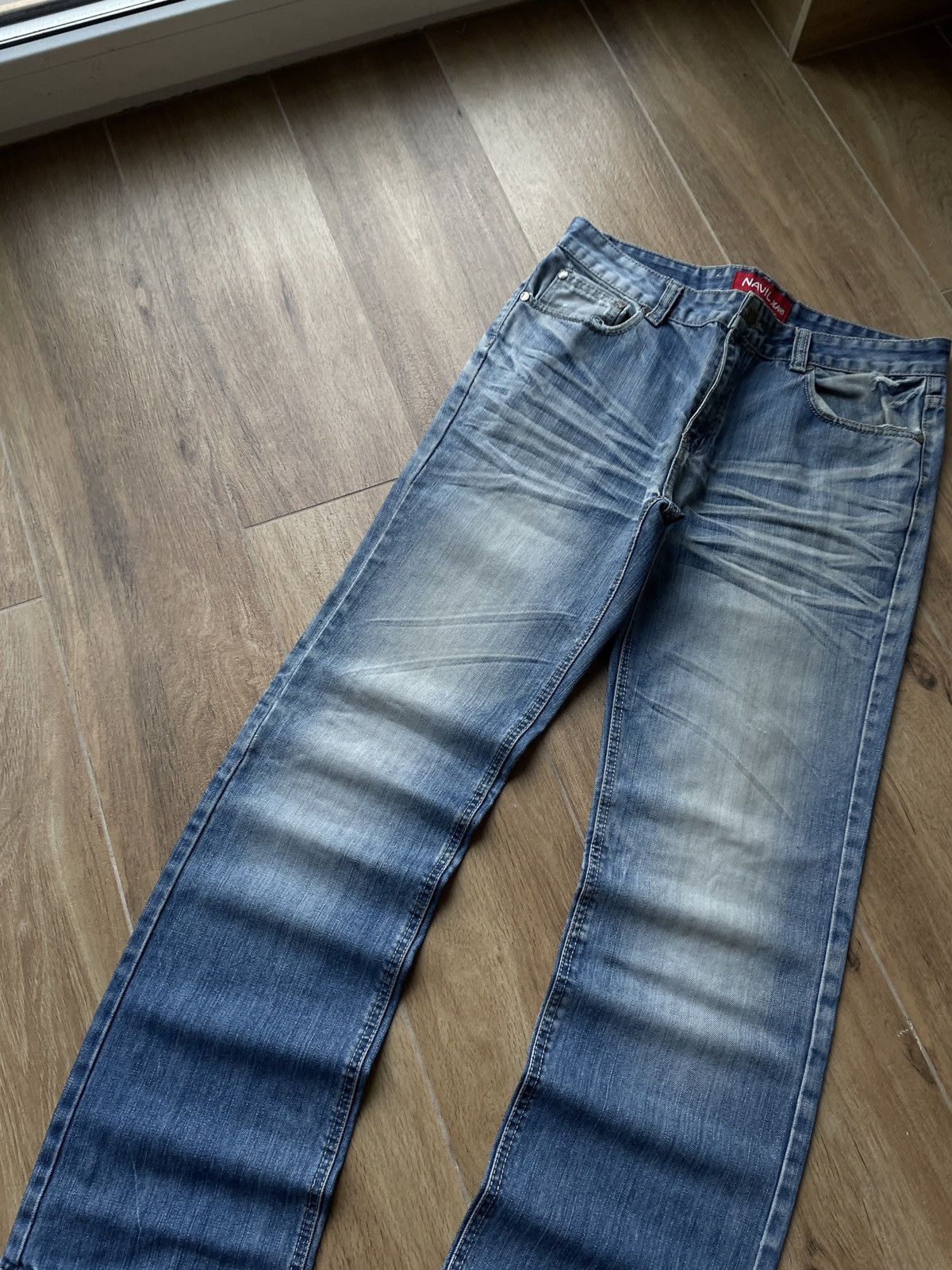 Japanese Brand Vintage Flared Jeans Baggy Mud Washed Distressed Faded Y2K Size US 34 / EU 50 - 4 Thumbnail