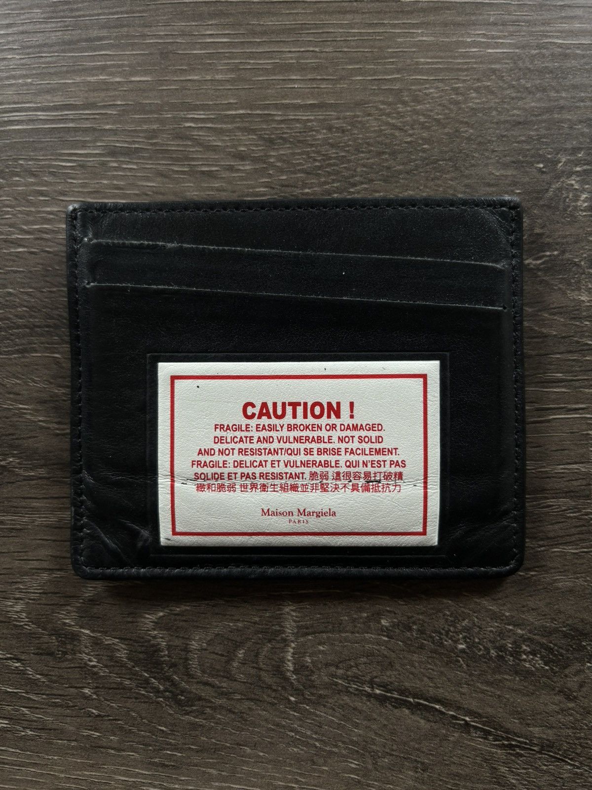 Pre-owned Maison Margiela Extremely Margiela “caution” Cardholder In Black