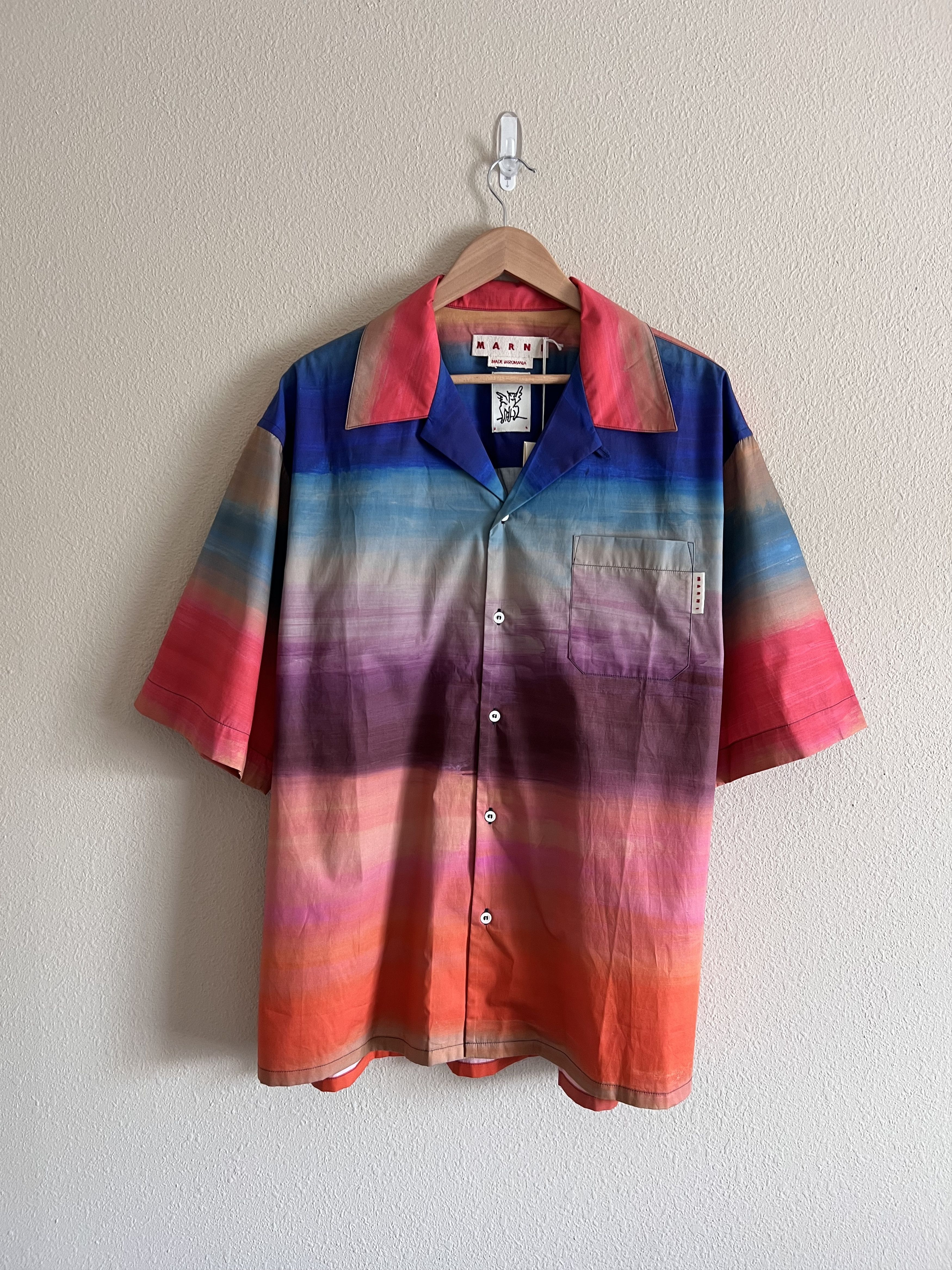 Marni Dark Side of the Moon Poplin Bowling Shirt