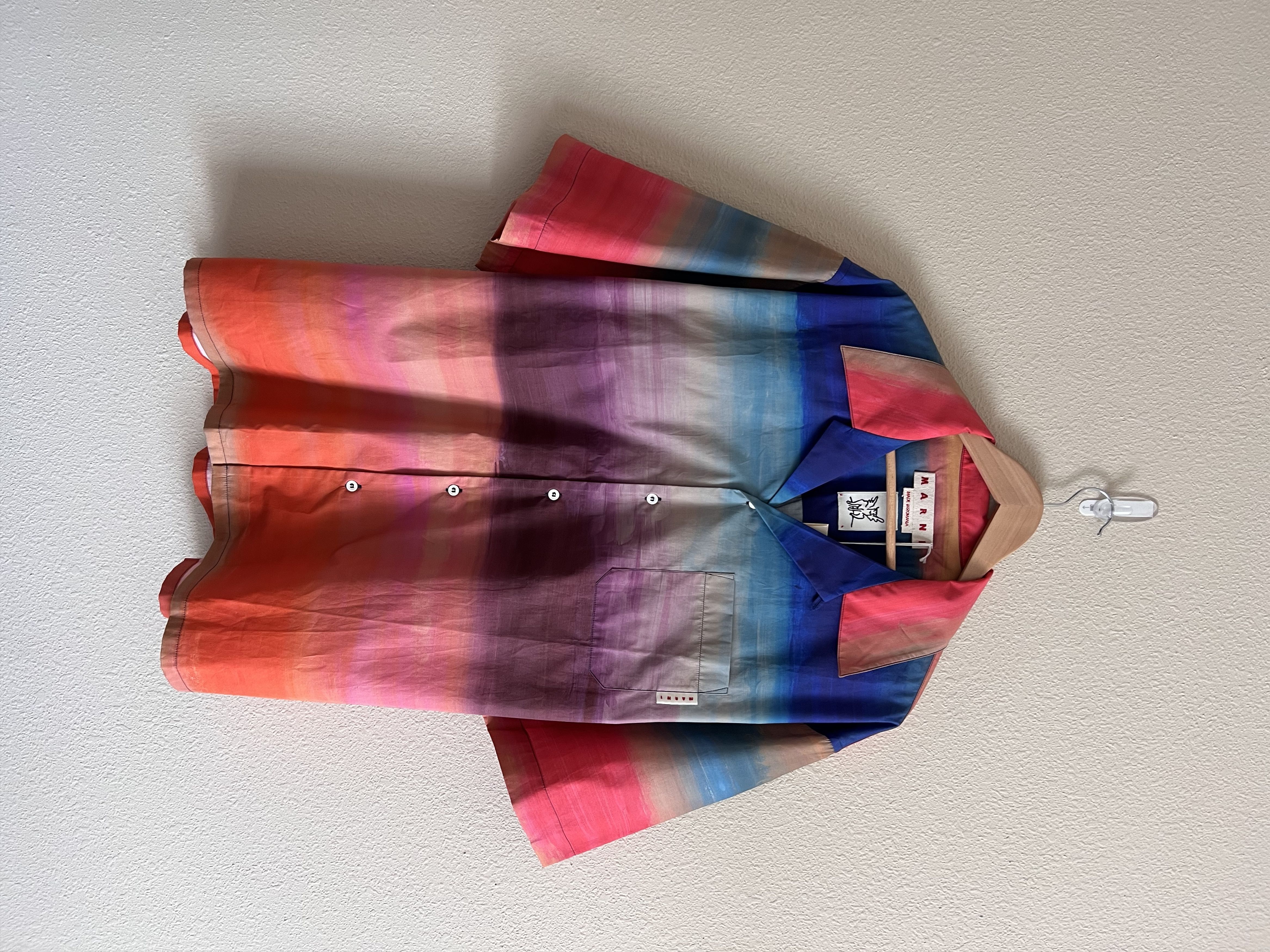 Image of Marni Dark Side Of The Moon Poplin Bowling Shirt, Men's (Size XL)