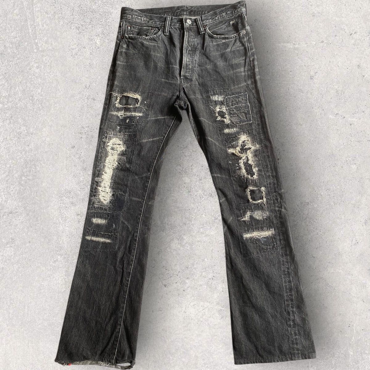 Kapital Blackwash Patchwork Bootcut Jeans Size US 31 - 1 Thumbnail