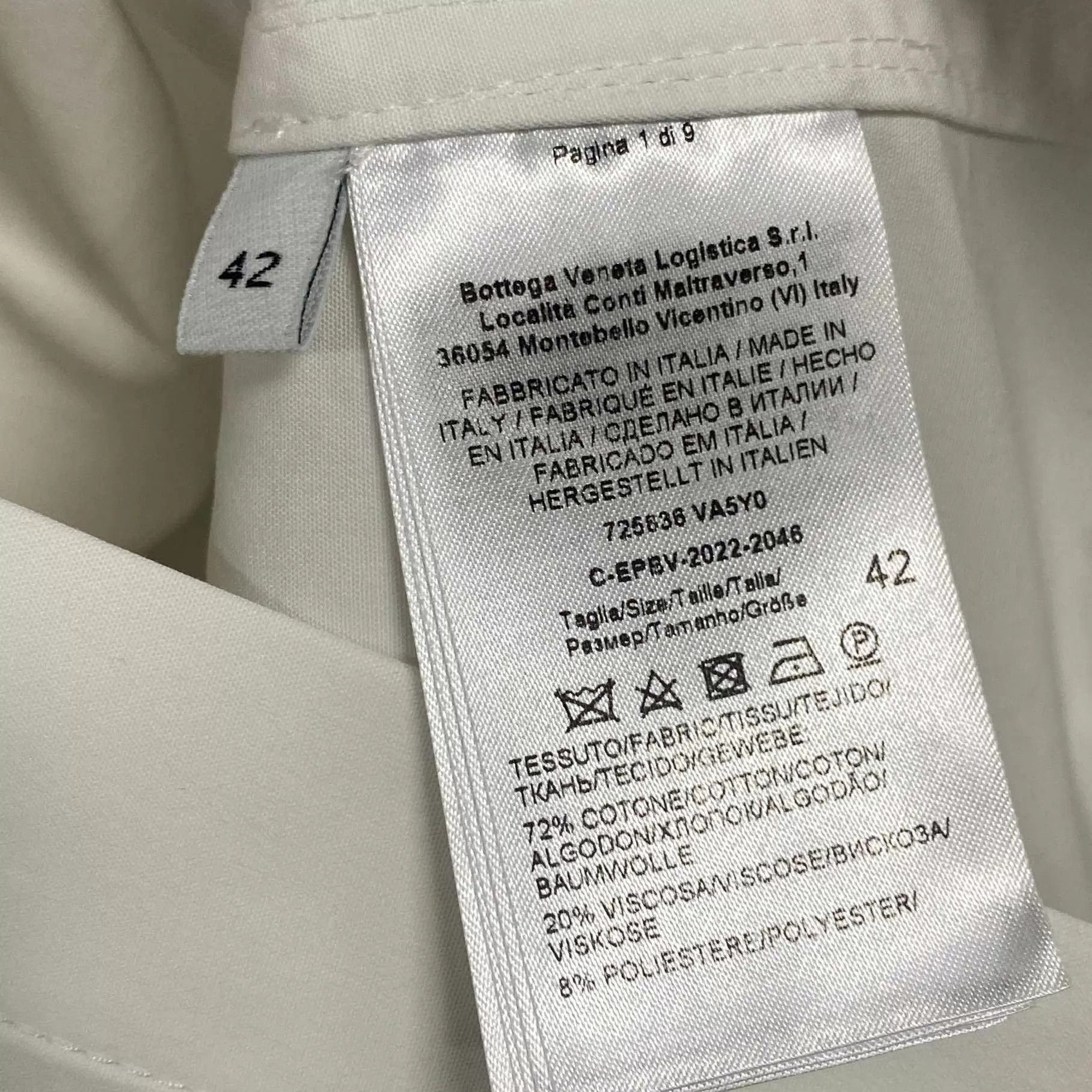 Bottega Veneta BV White Back Pleated Shirt Size 42 Size US L / EU 52-54 / 3 - 4 Thumbnail