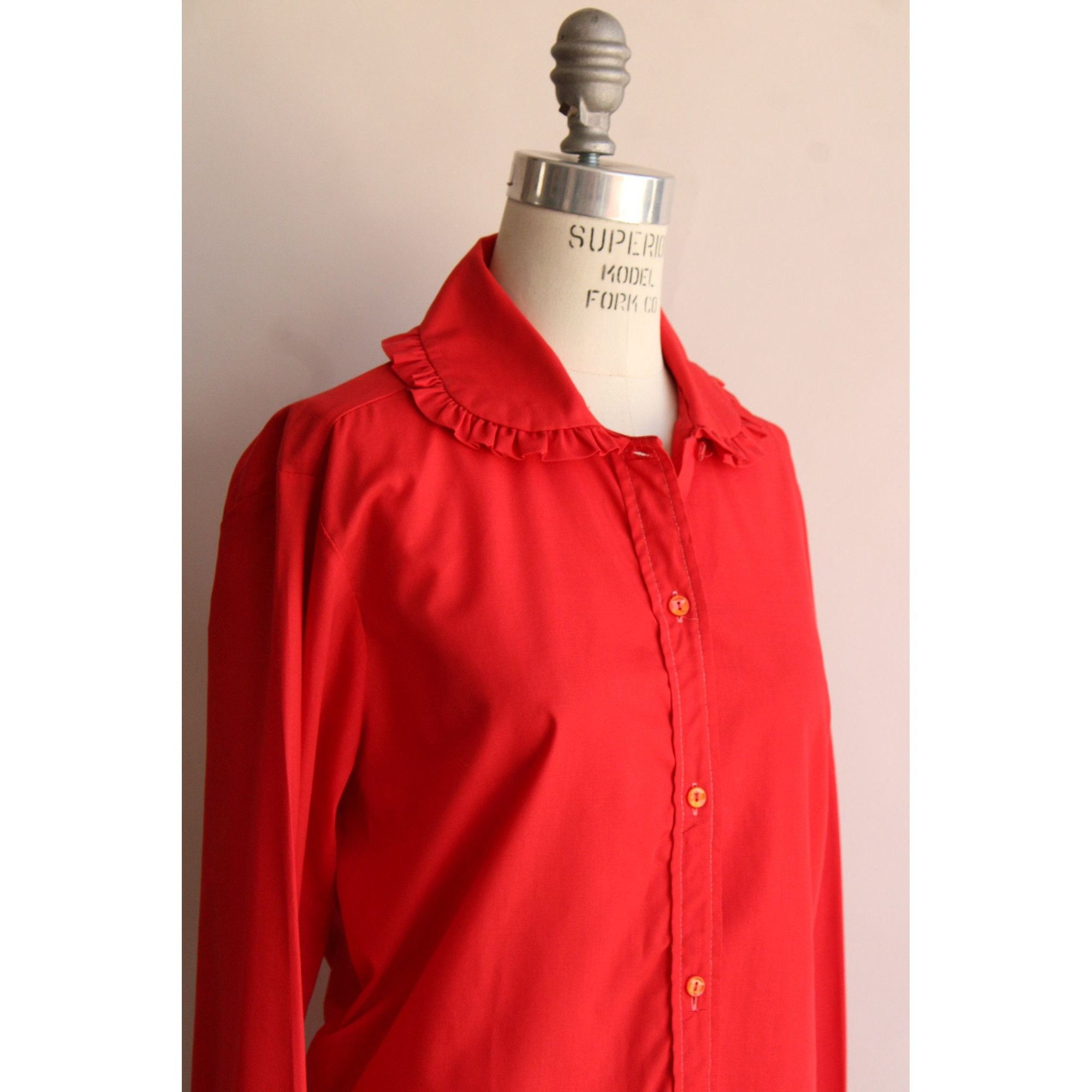 Vintage Vintage 1970s Blouse, Lady Marlboro Red Button Up Shirt with Size L / US 10 / IT 46 - 5 Thumbnail