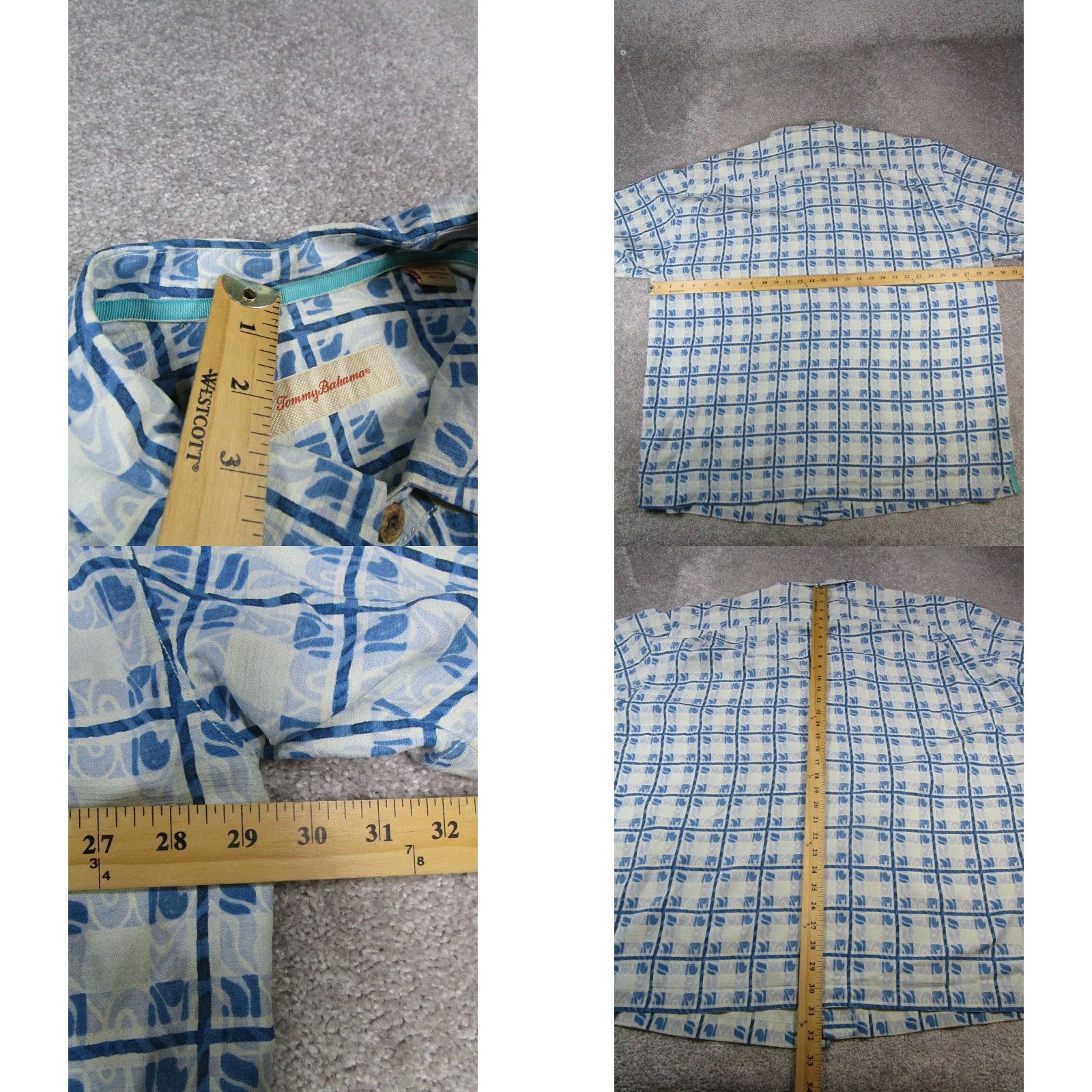 Tommy Bahama Tommy Bahama Shirt Mens 2XL Blue Silk Button-Up Collar Spread Short Sleeve Geometric Pattern Size US XXL / EU 58 / 5 - 8 Thumbnail