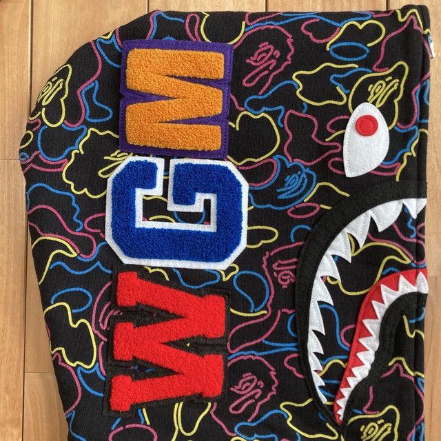 Bape BAPE Neon Camo Shark Full Zip Hoodie a bathing ape Size US M / EU 48-50 / 2 - 6 Thumbnail
