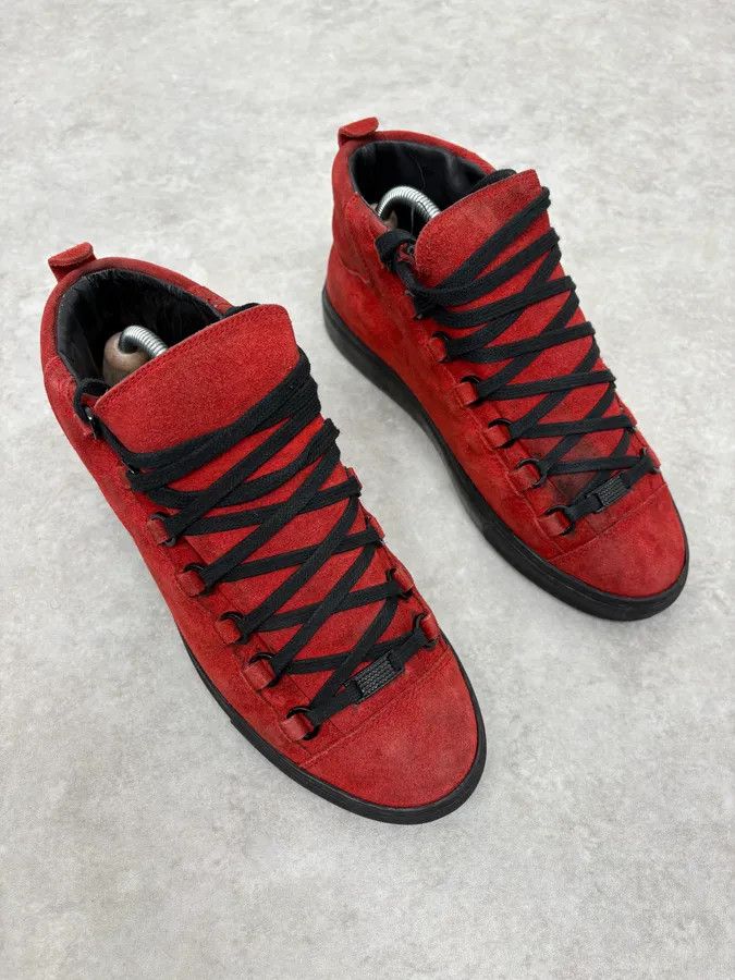 Balenciaga Balenciaga Arena Black & Red Suede Leather High Sneakers Size US 7.5 / EU 40-41 - 4 Thumbnail