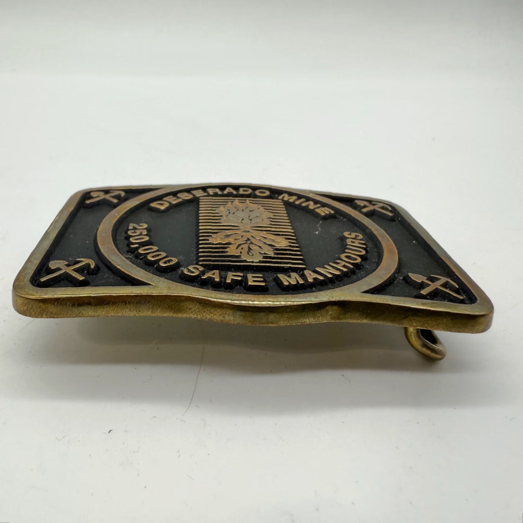 Vintage Anacortes Brass Works LTD Deserado Mine Belt Buckle Square Brass Handmade Limited Men Black/Gold Belt Buckle Size ONE SIZE - 7 Thumbnail