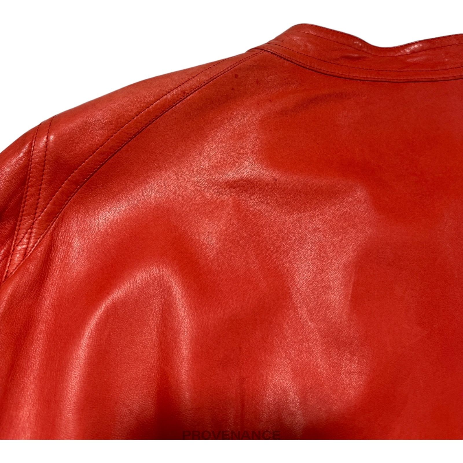 Rick Owens 🔴 Rick Owens Walrus Intarsia Leather Jacket - 50 Red Size US M / EU 48-50 / 2 - 9 Thumbnail