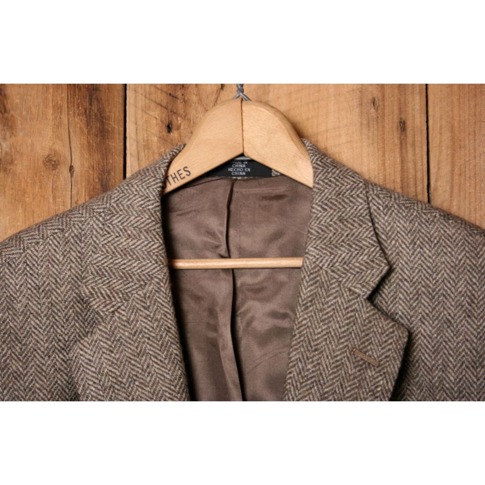 Stafford STAFFORD Brown Herringbone Tweed Wool Sport Coat w/Leather Elbow Patches Sz. 44R Size US S / EU 44-46 / 1 - 2 Thumbnail