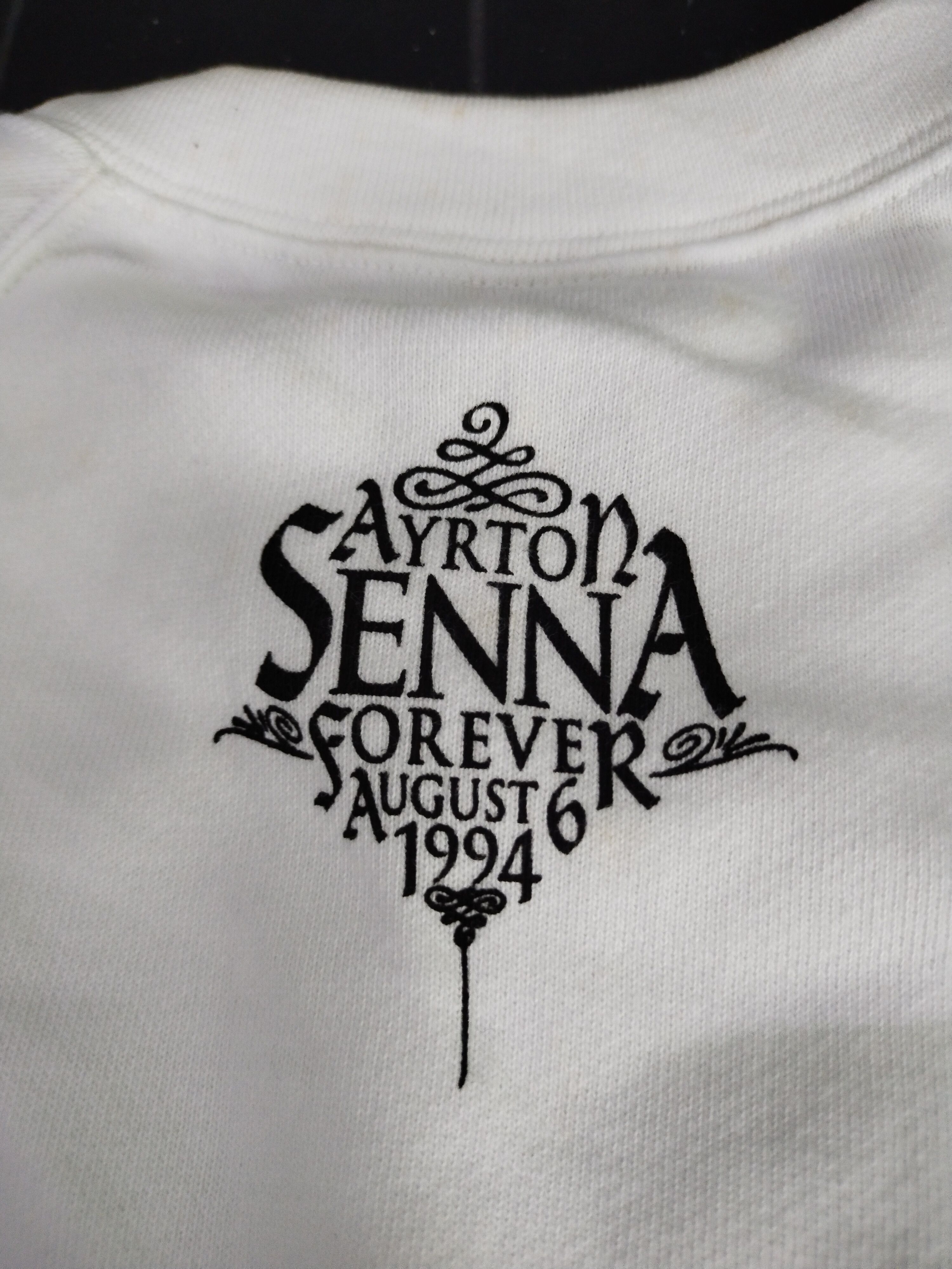 Japanese Brand × Vintage 90's Vintage Racing Ayrton Senna Rare White Sweatshirt Size US M / EU 48-50 / 2 - 6 Thumbnail