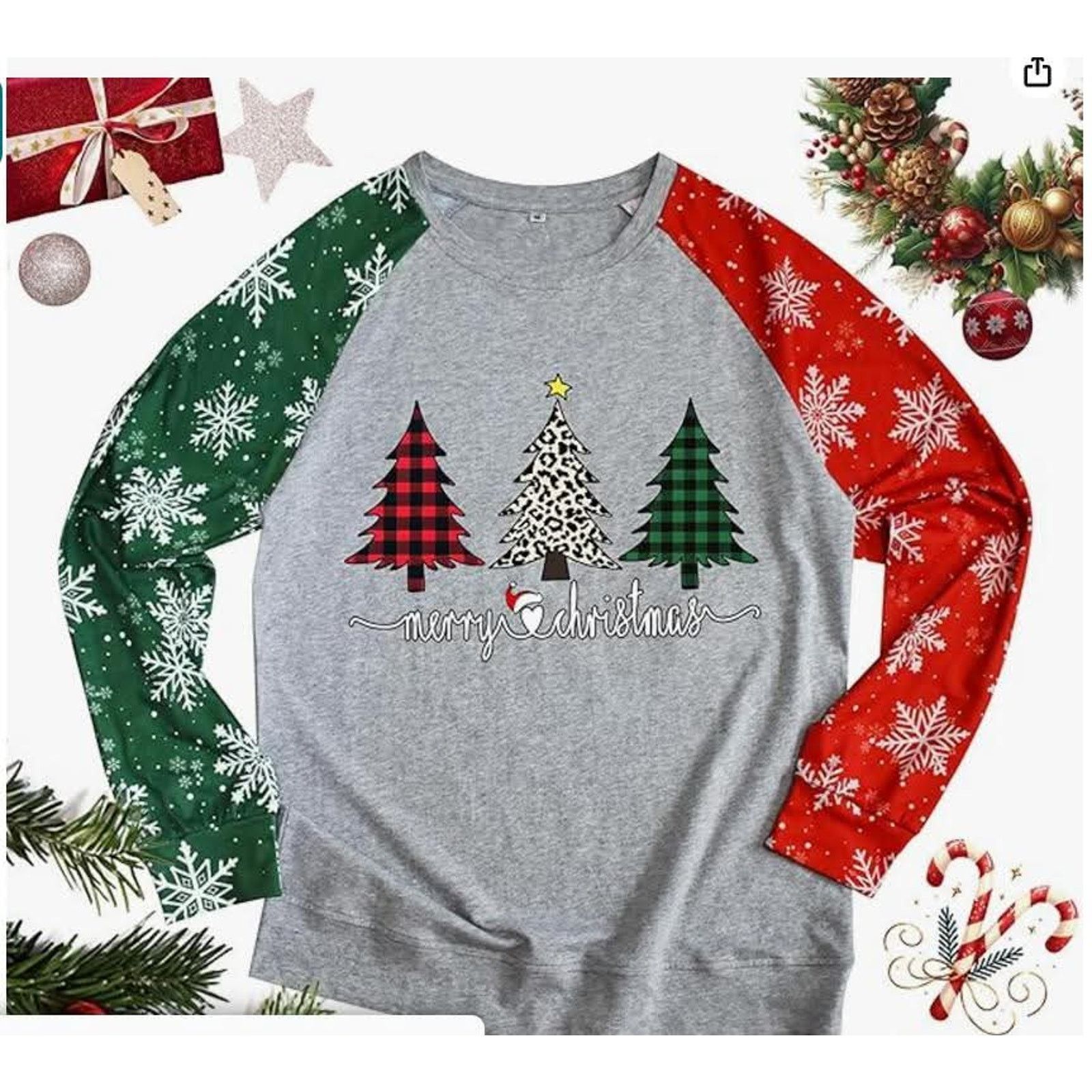 The Unbranded Brand Women's SIZE LARGE long-sleeve Merry Christmas Printed Shirt Size L / US 10 / IT 46 - 1 Thumbnail