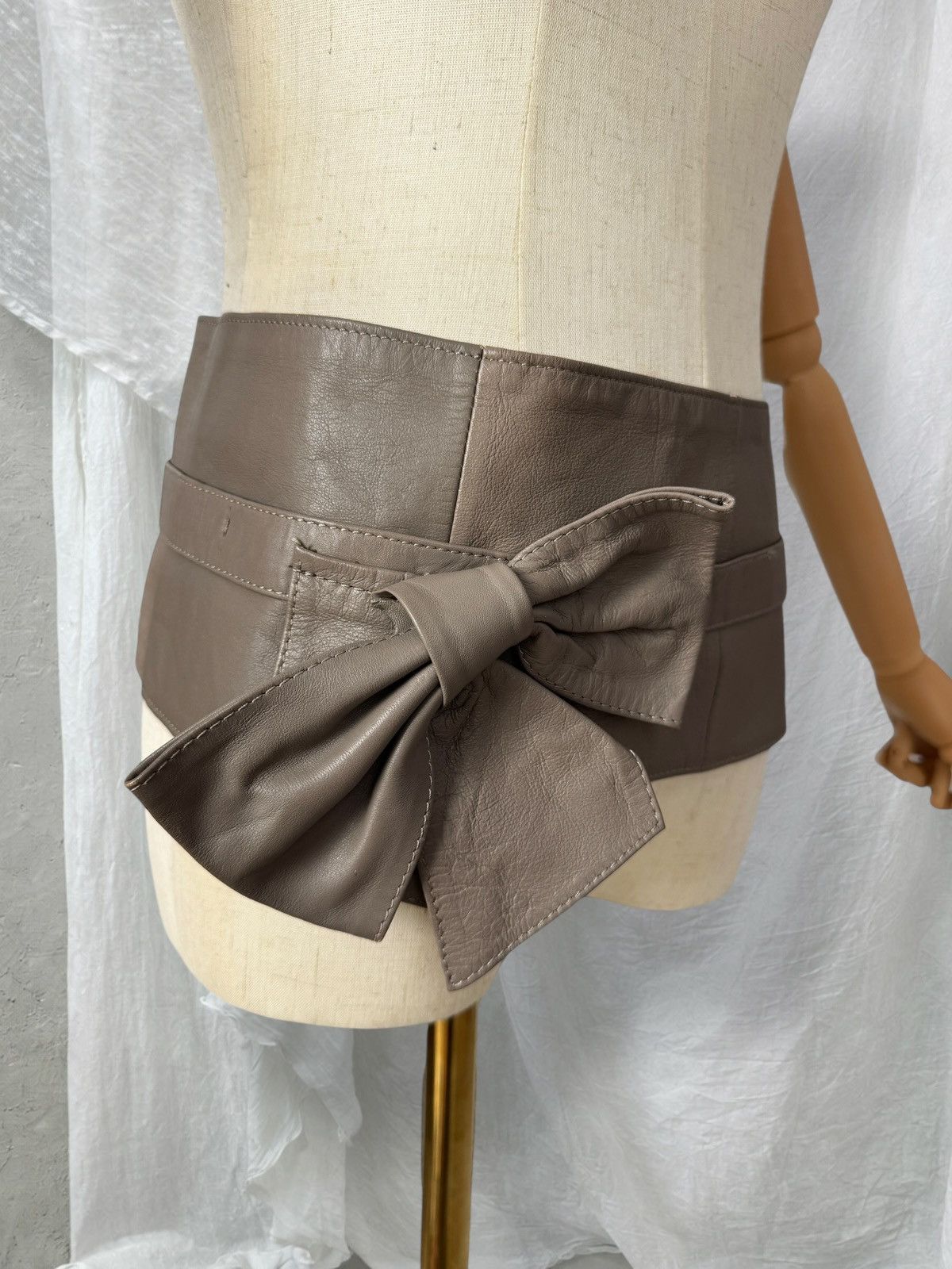 Morgan De Toi Morgan Vintage Archive Y2K Real Leather Wide Leather Belt Size ONE SIZE - 2 Thumbnail