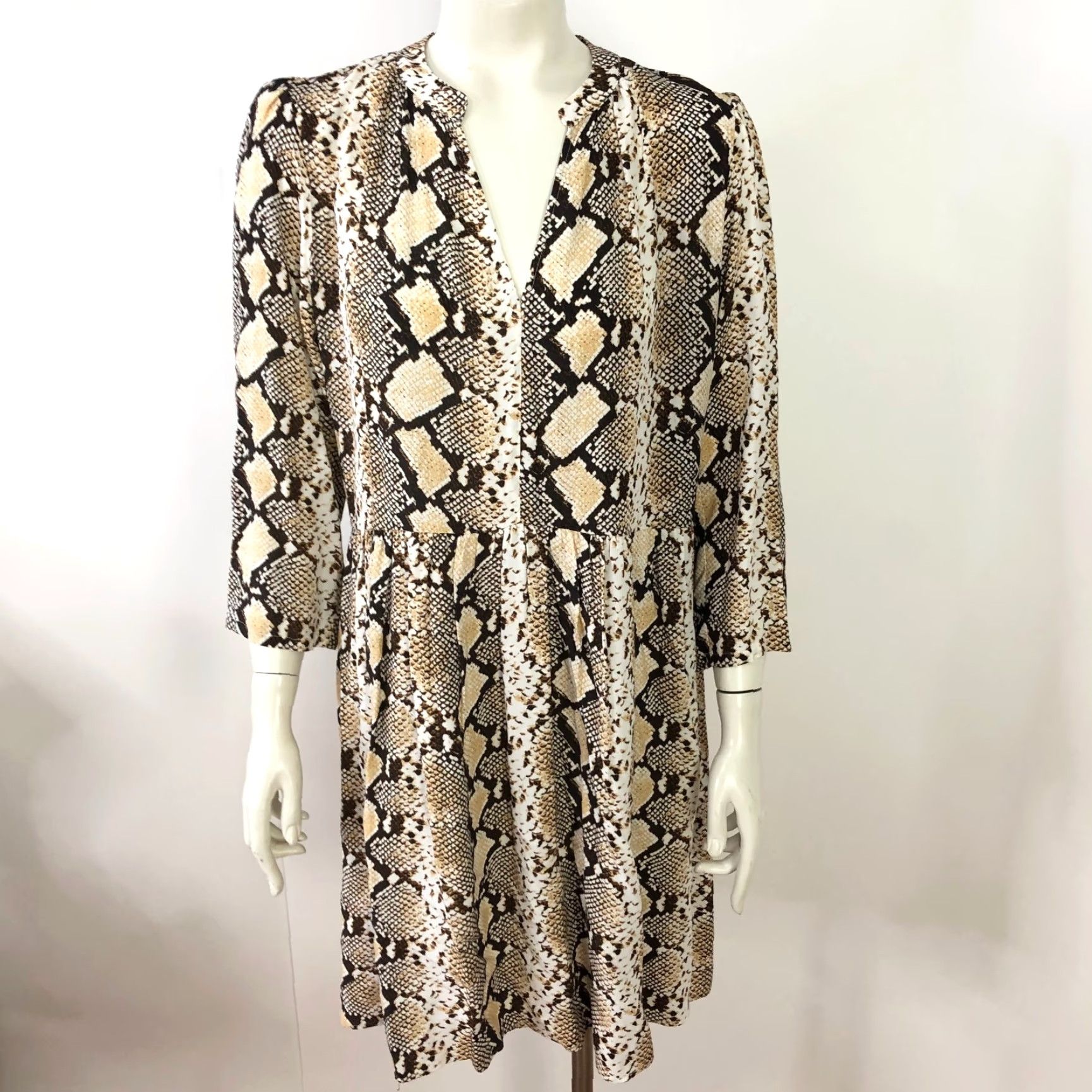 Anthropologie Maeve Anthropologie A-Line Dress Knee Length Animal All Over Print Brown MINT Size M / US 6-8 / IT 42-44 - 2 Thumbnail