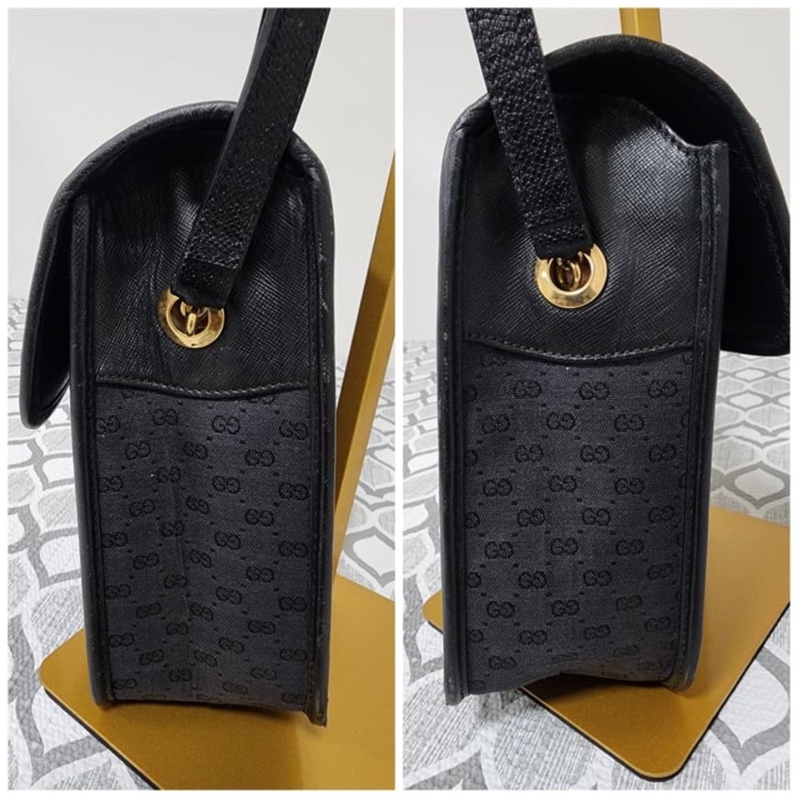 Gucci Auth GUCCI Vintage Micro GG Canvas Bamboo Shoulder Bag Black Size ONE SIZE - 5 Thumbnail