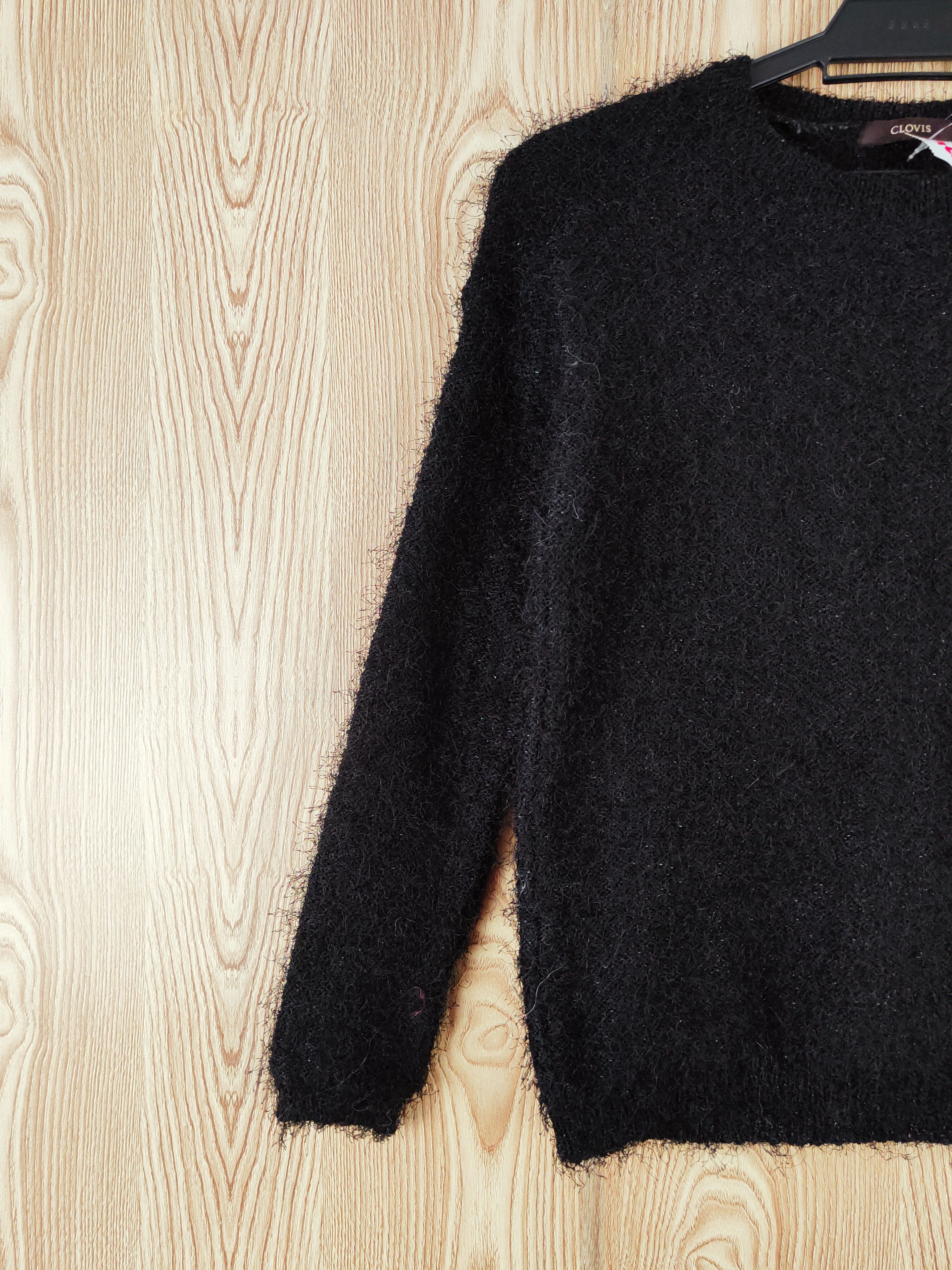 Japanese Brand × Vintage Clovis Black Shag Shaggy Fur Mohair Knitwear #W765 Size XS / US 0-2 / IT 36-38 - 3 Thumbnail
