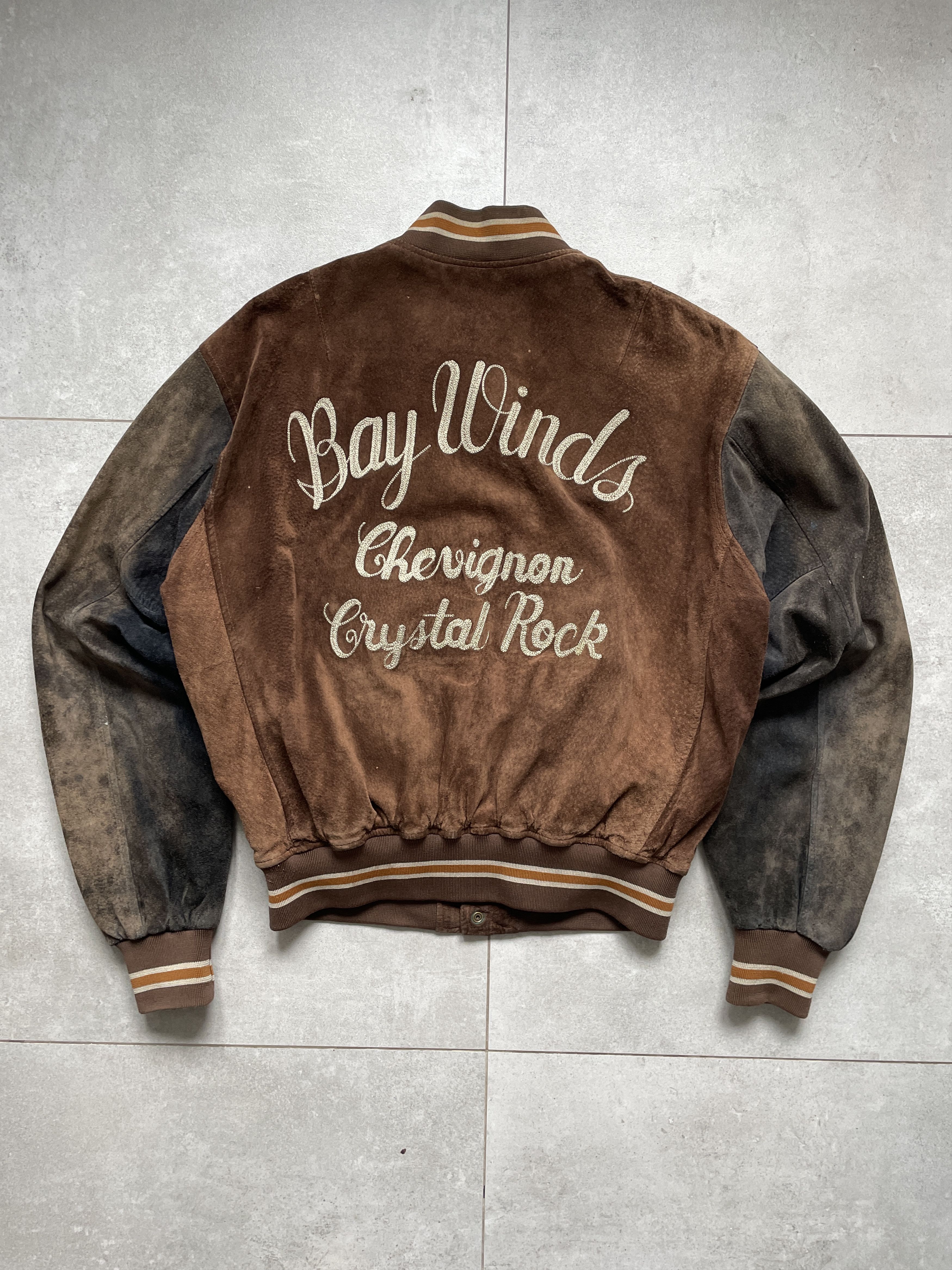 VINTAGE CHEVIGNON AVIREX BAY WINDS BROWN SUEDE BOMBER - Main Image