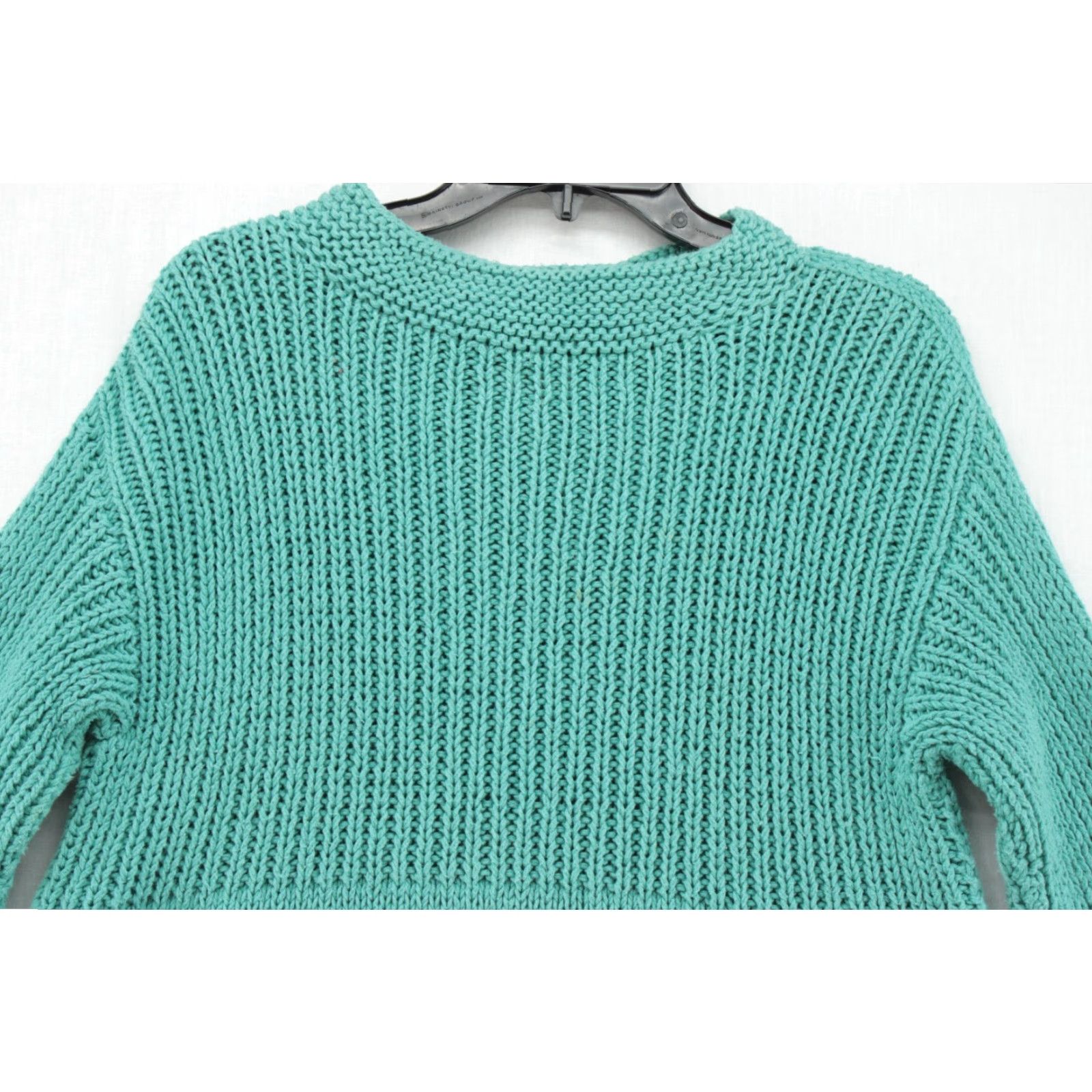 Vintage Rico Hand Knits Sweater Women Large Green Bell Cuff Knit Pullover Casual Bohemian Cottagecore Classic 100% Cotton Size L / US 10 / IT 46 - 2 Thumbnail