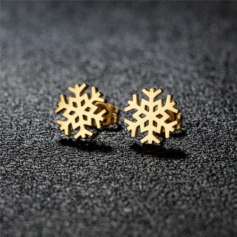 Jewelry Classic Snowflake Mini Stud Earrings Charm Earring Gift Size ONE SIZE - 1 Thumbnail