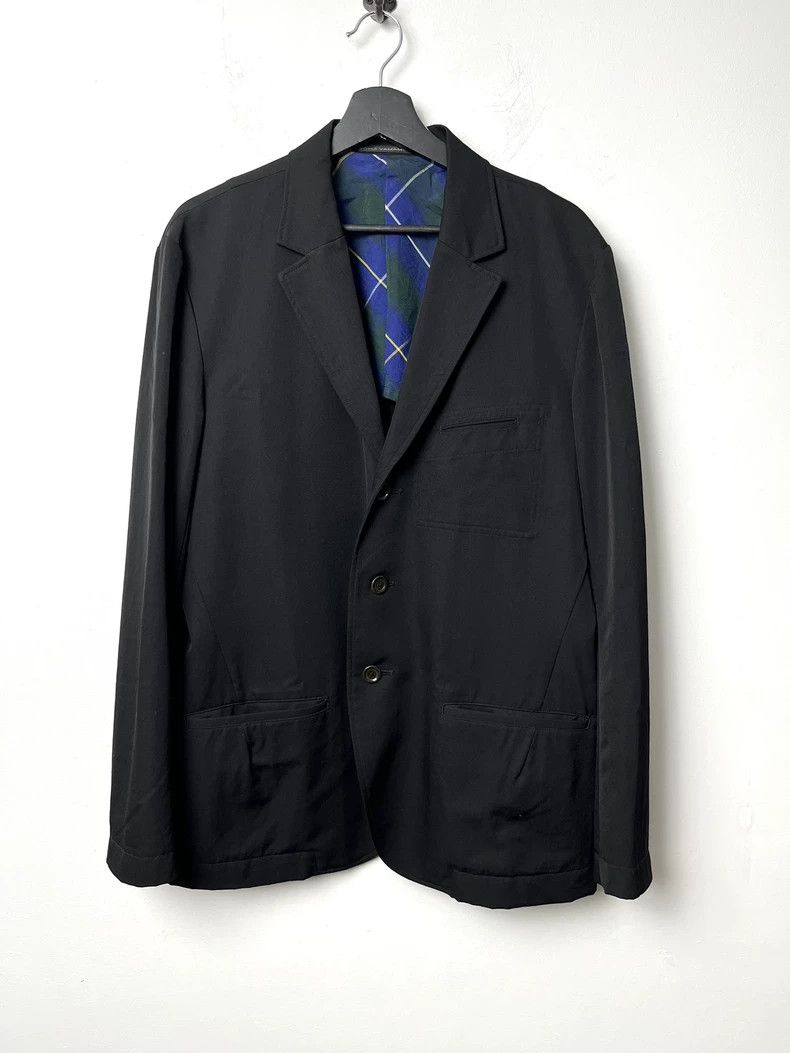yohji yamamoto size 4 Patchwork fur-trimmed wool blazer 25