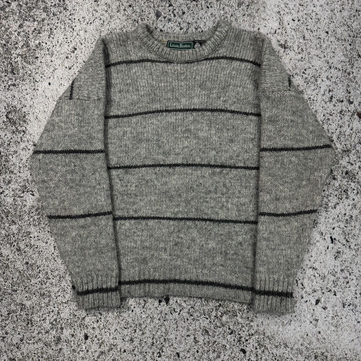 Vintage VINTAGE 1980s LIGHT GREY WOOL KNIT SWEATER Size US L / EU 52-54 / 3 - 4 Thumbnail