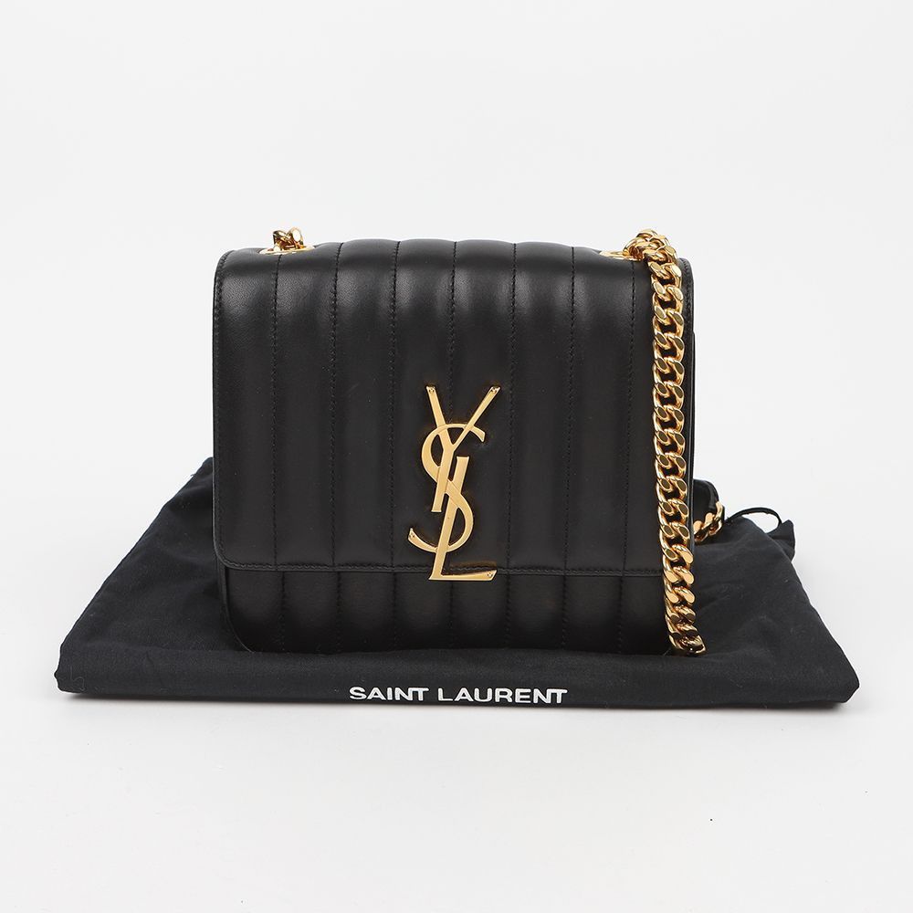 Yves Saint Laurent Medium Leather Vicky Chain Shoulder and Crossbody Bag Black Size ONE SIZE - 1 Thumbnail
