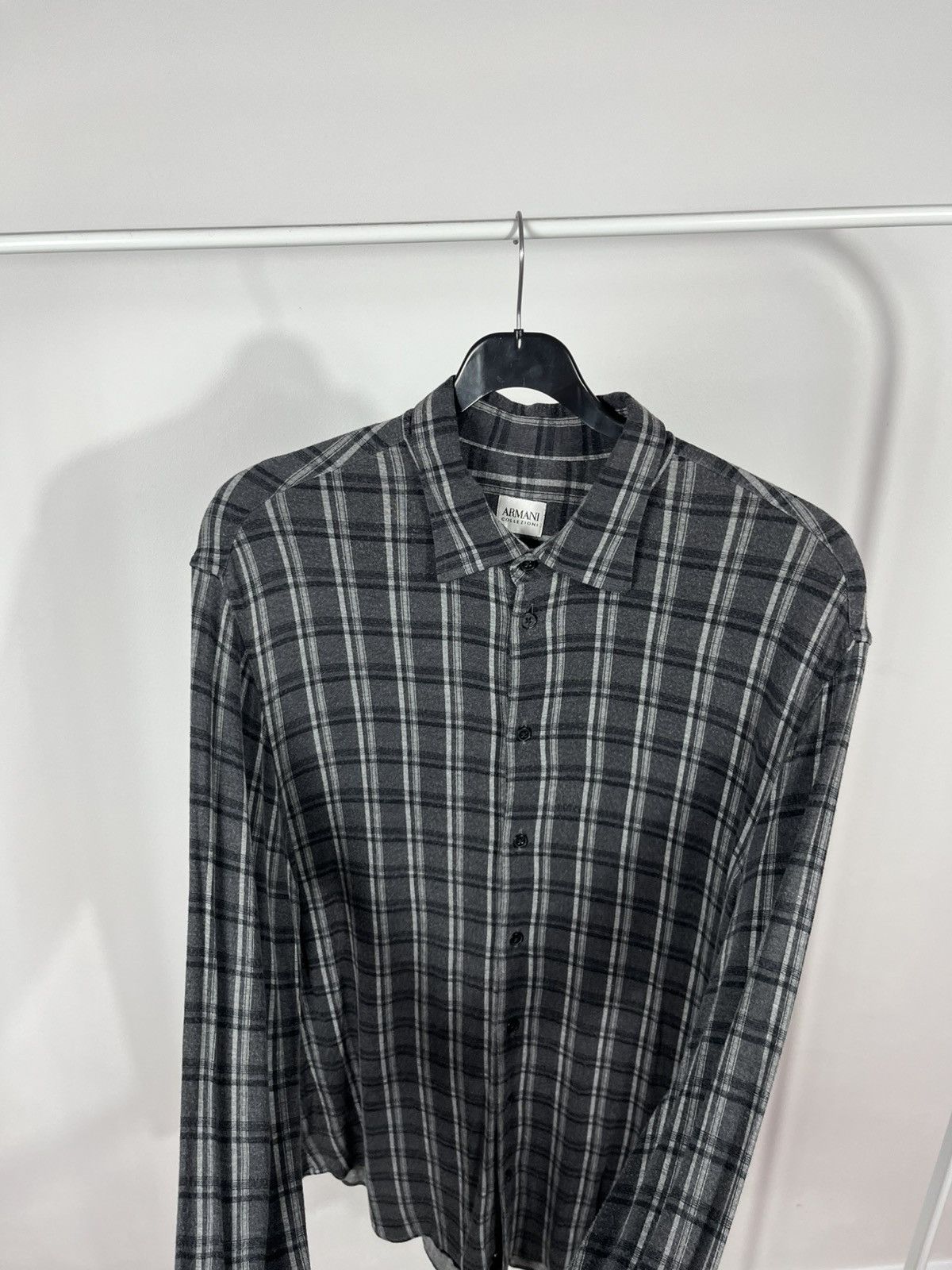 Armani Collezioni Armani Collezioni Gray Plaid Shirt Men’s L Long Sleeve Size US L / EU 52-54 / 3 - 9 Thumbnail