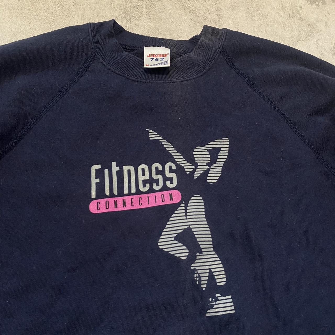 Jerzees Navy blue vintage 90s sweatshirt with pink Size US M / EU 48-50 / 2 - 2 Thumbnail